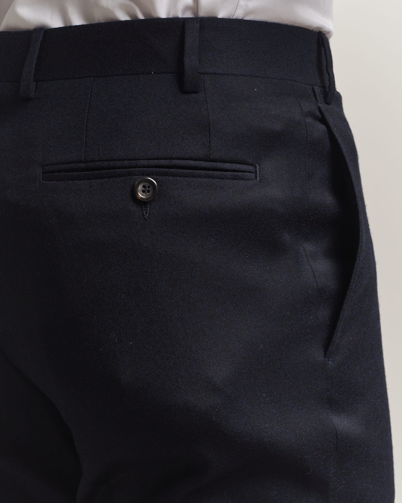 Heren | Broeken | Canali | Slim Fit Flannel Trousers Navy
