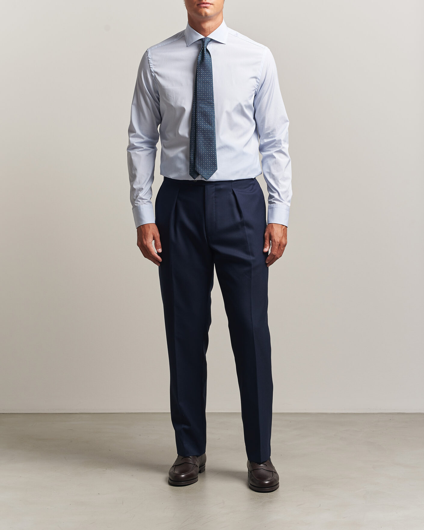 Heren | Overhemden | Canali | Slim Fit Dress Shirt Light Blue Stripe