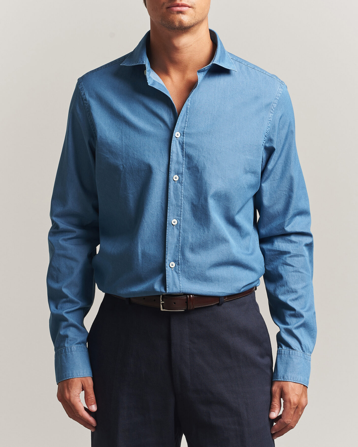 Heren | Overhemden | Canali | Denim Shirt Stone Wash