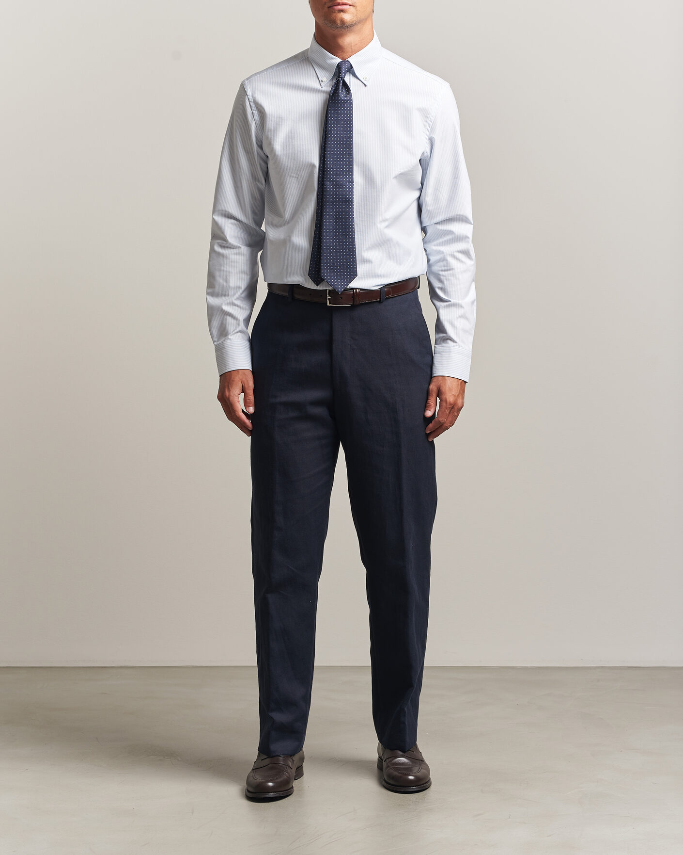 Heren | Overhemden | Canali | Oxford Button Down Shirt Light Blue Stripe