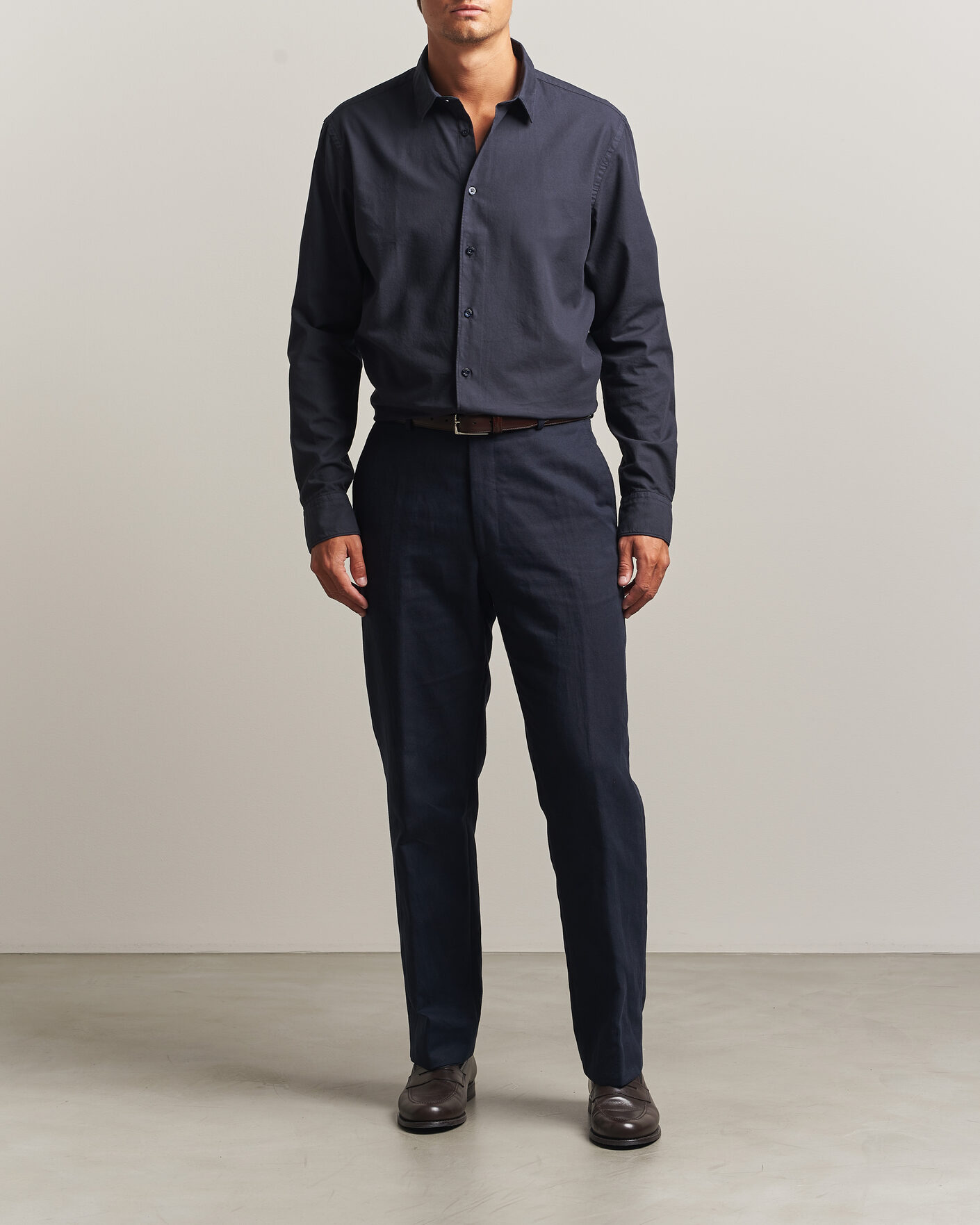 Heren | Overhemden | Canali | Garment Dyed Cotton Shirt Navy