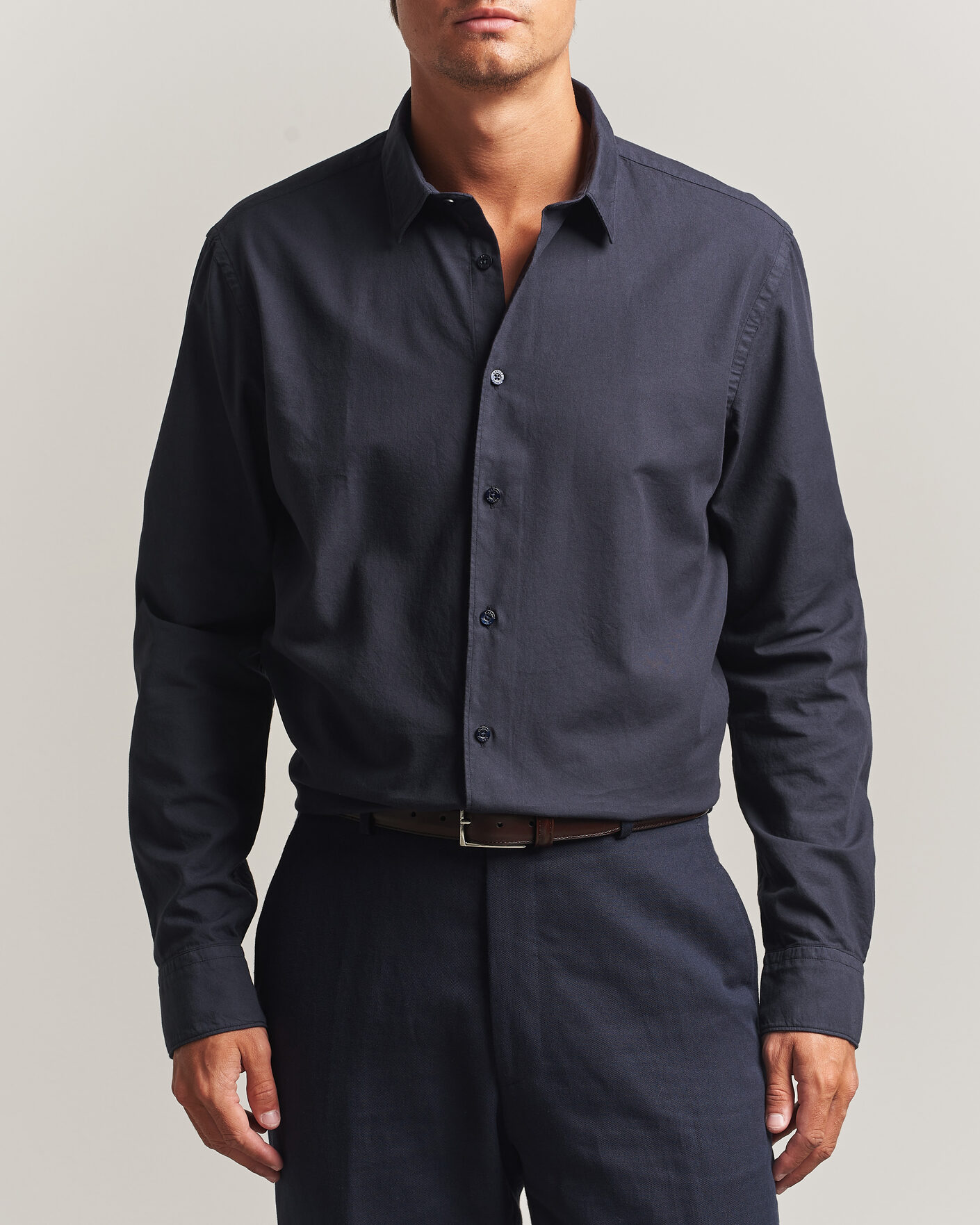 Heren | Overhemden | Canali | Garment Dyed Cotton Shirt Navy