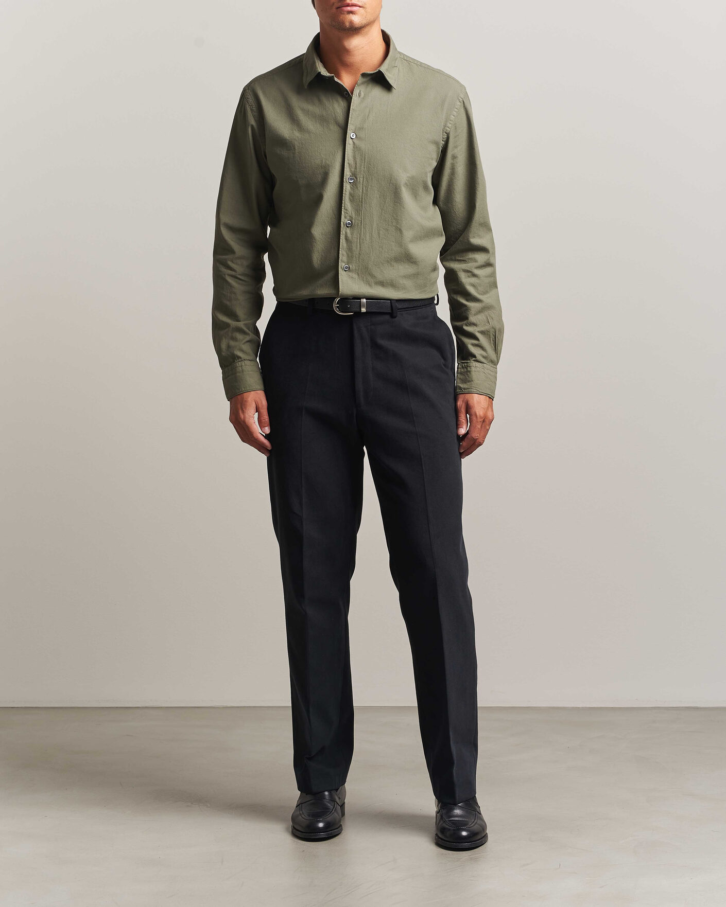 Heren | Overhemden | Canali | Garment Dyed Cotton Shirt Olive