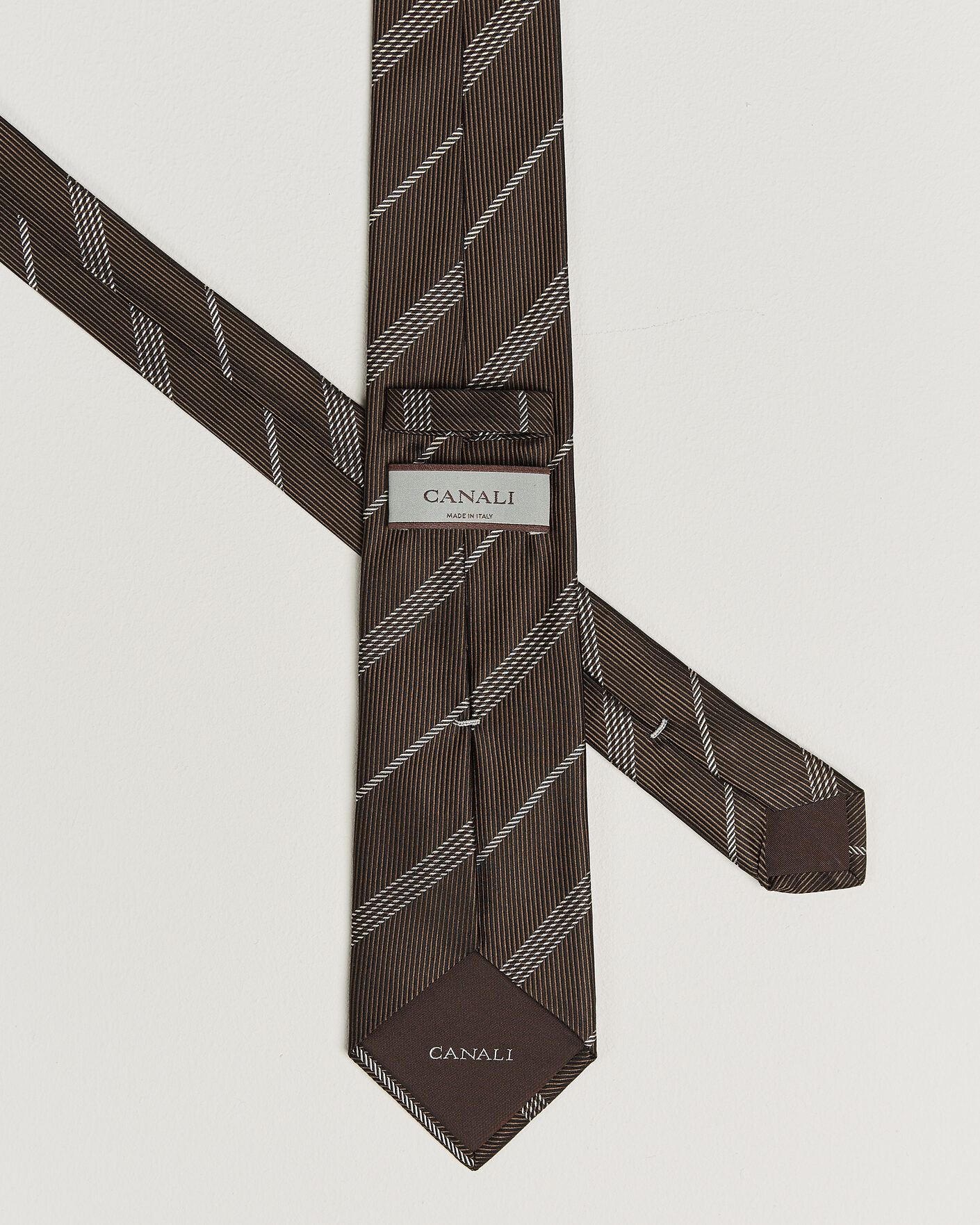 Heren | Stropdassen | Canali | Regimental Stripe Silk Tie Brown