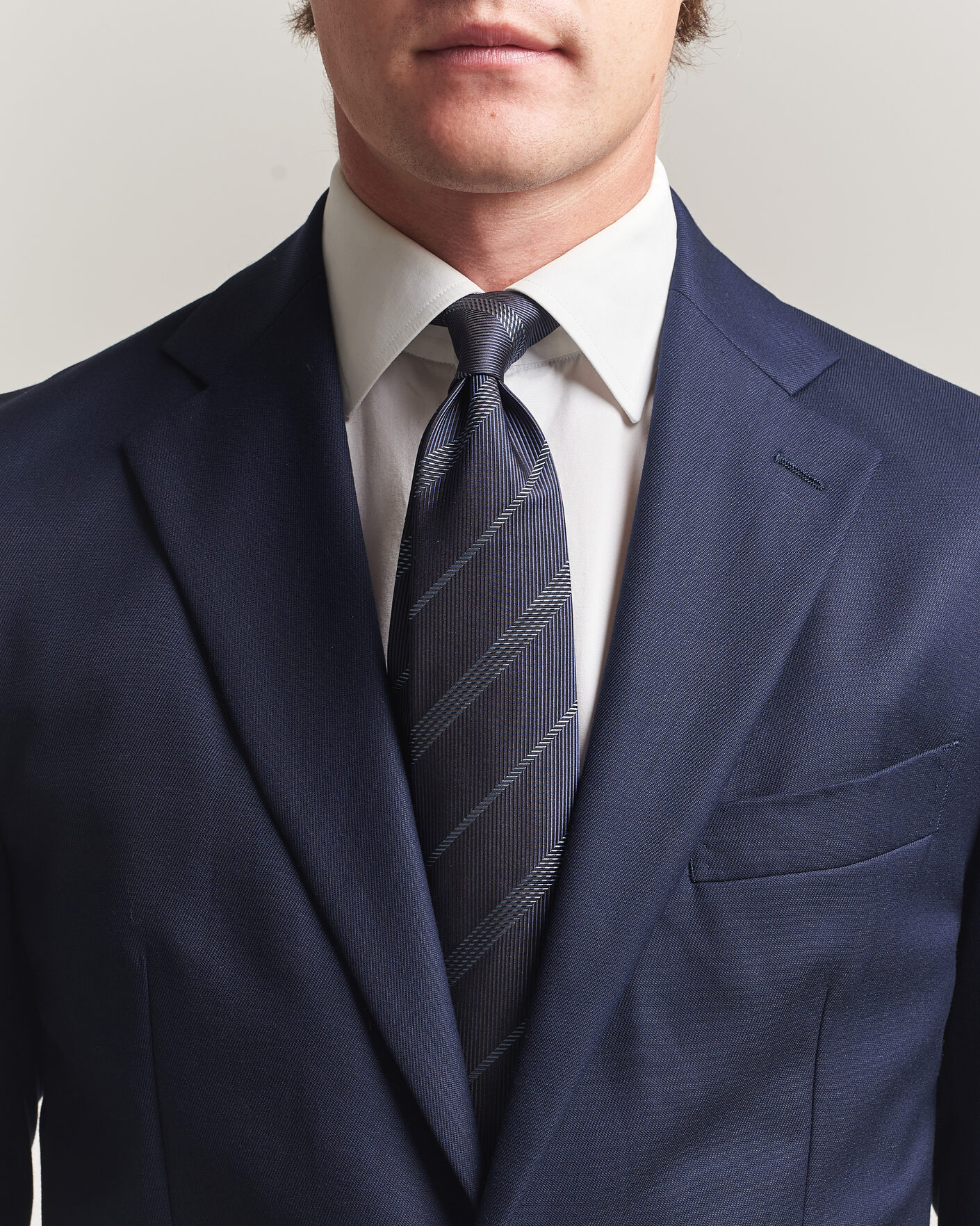 Heren | Stropdassen | Canali | Regimental Stripe Silk Tie Navy