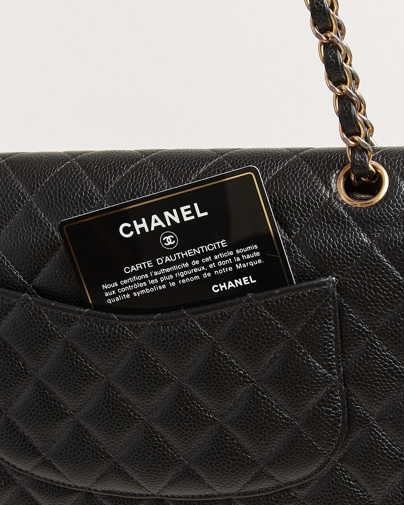 Heren | Chanel Pre-Owned Classic Medium Double Flap Bag Caviar Leather Black | Chanel Pre-Owned | Classic Medium Double Flap Bag Caviar Leather Black