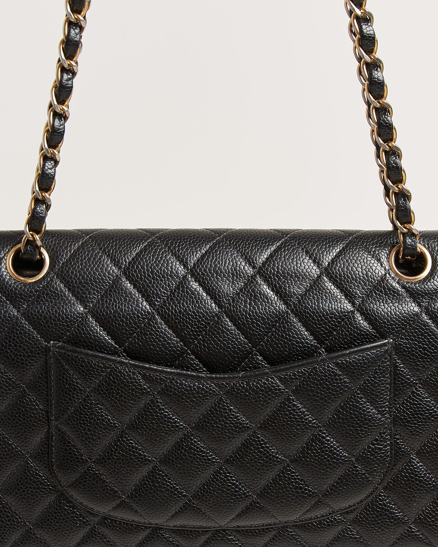 Heren | Chanel Pre-Owned Classic Medium Double Flap Bag Caviar Leather Black | Chanel Pre-Owned | Classic Medium Double Flap Bag Caviar Leather Black