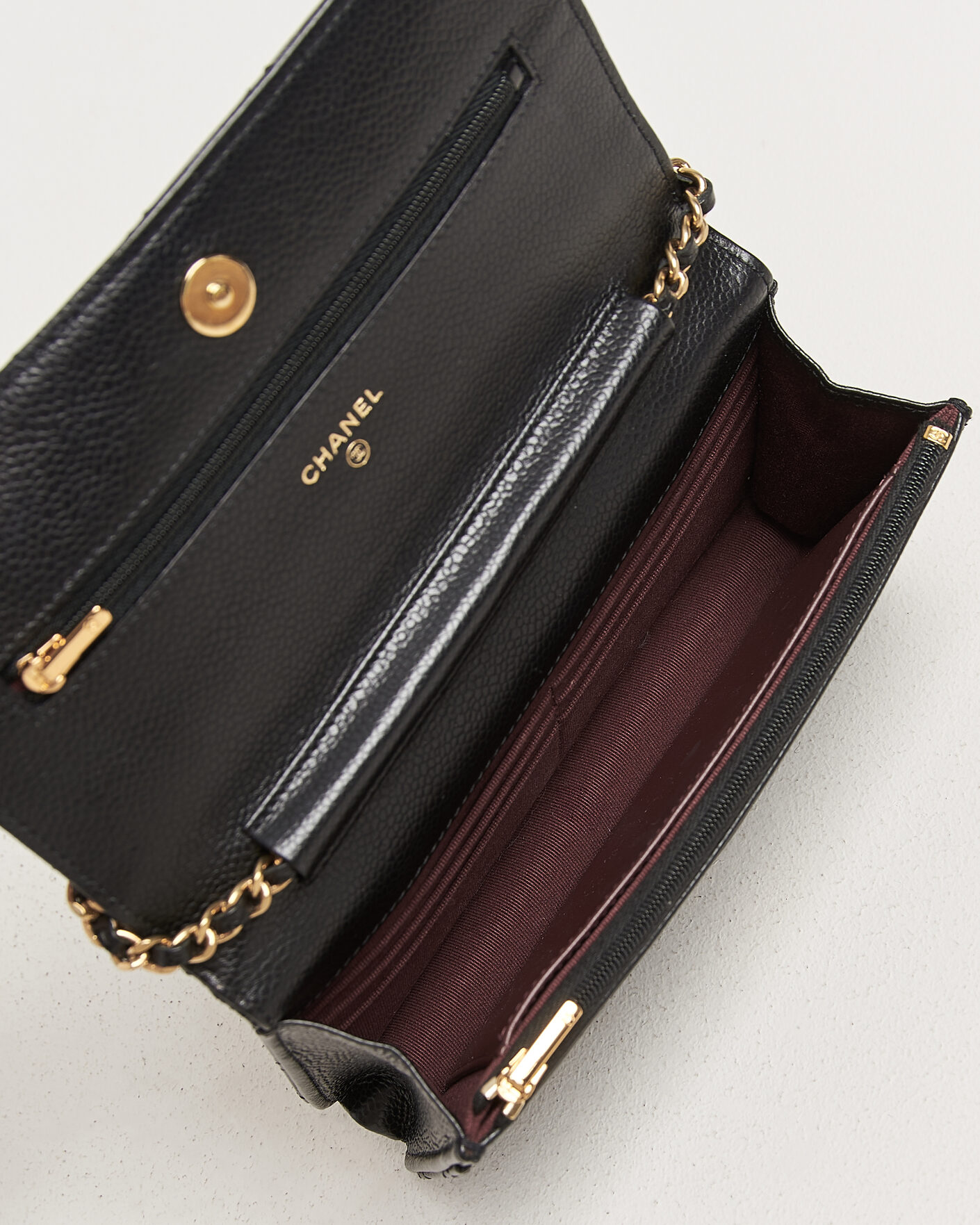 Heren | Pre-Owned & Vintage Bags | Chanel Pre-Owned | Wallet On Chain Caviar Leather Black