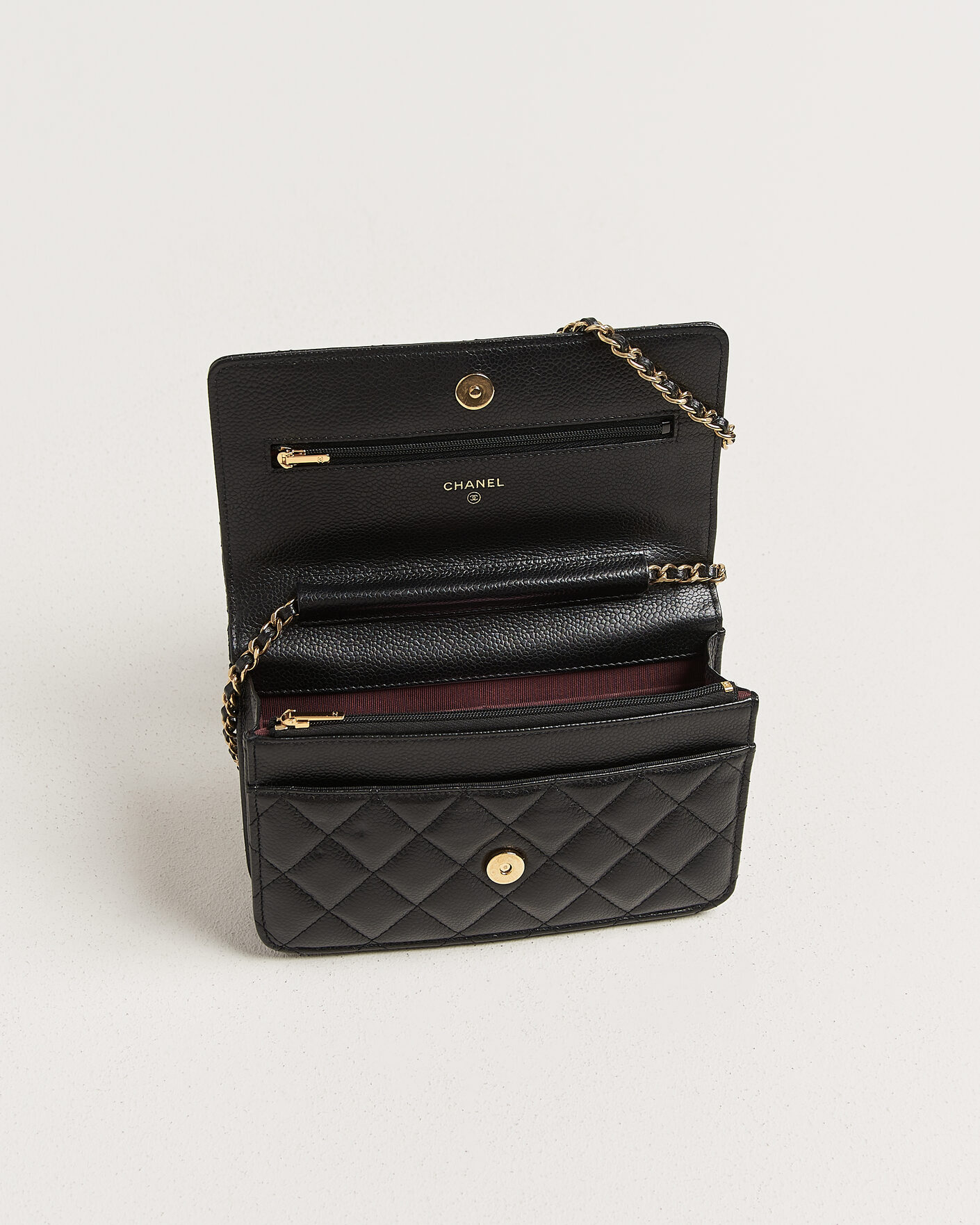 Heren | Pre-Owned & Vintage Bags | Chanel Pre-Owned | Wallet On Chain Caviar Leather Black
