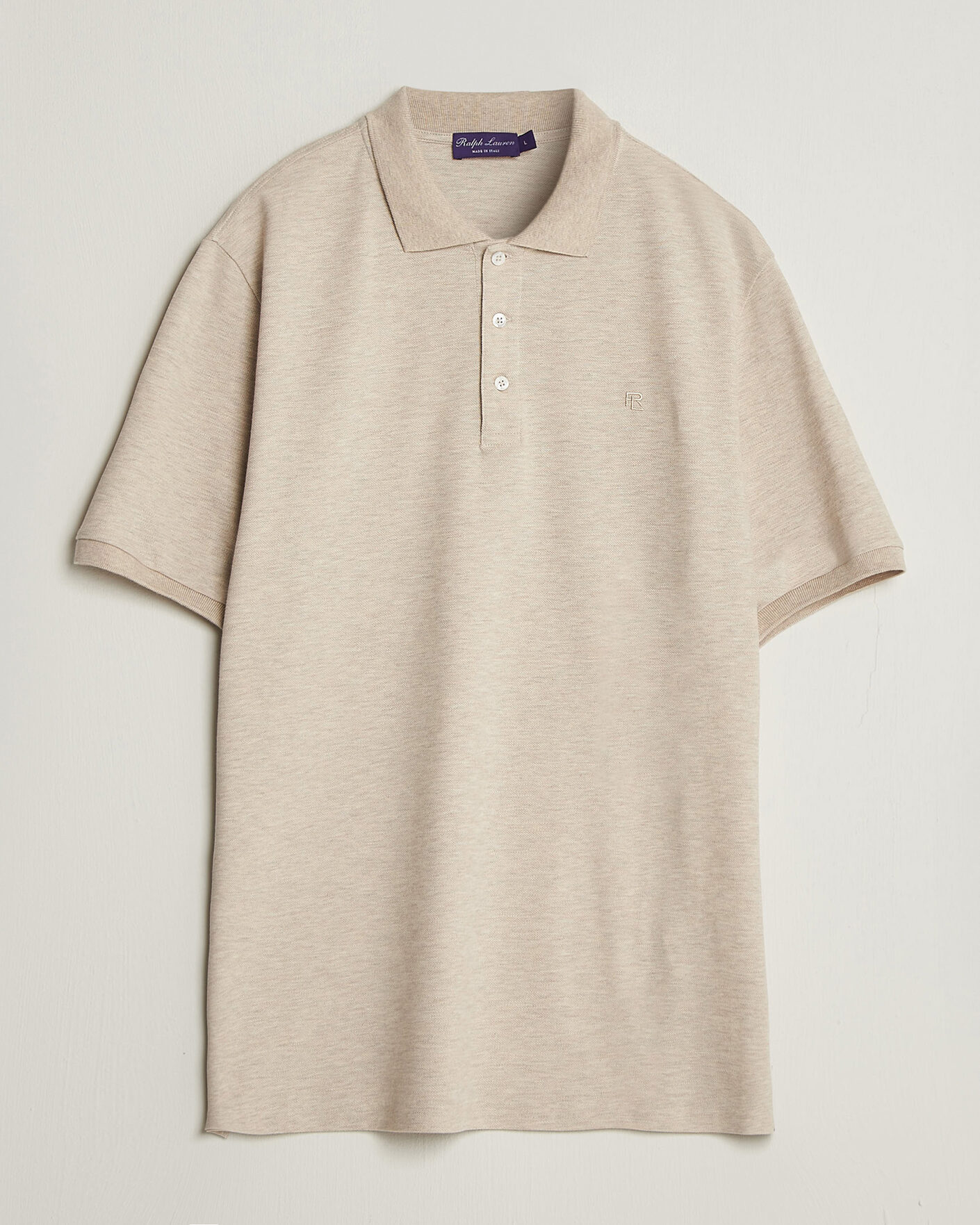Heren | Polo's | Ralph Lauren Purple Label | Short Sleeve Mercerized Cotton Polo Beige Melange