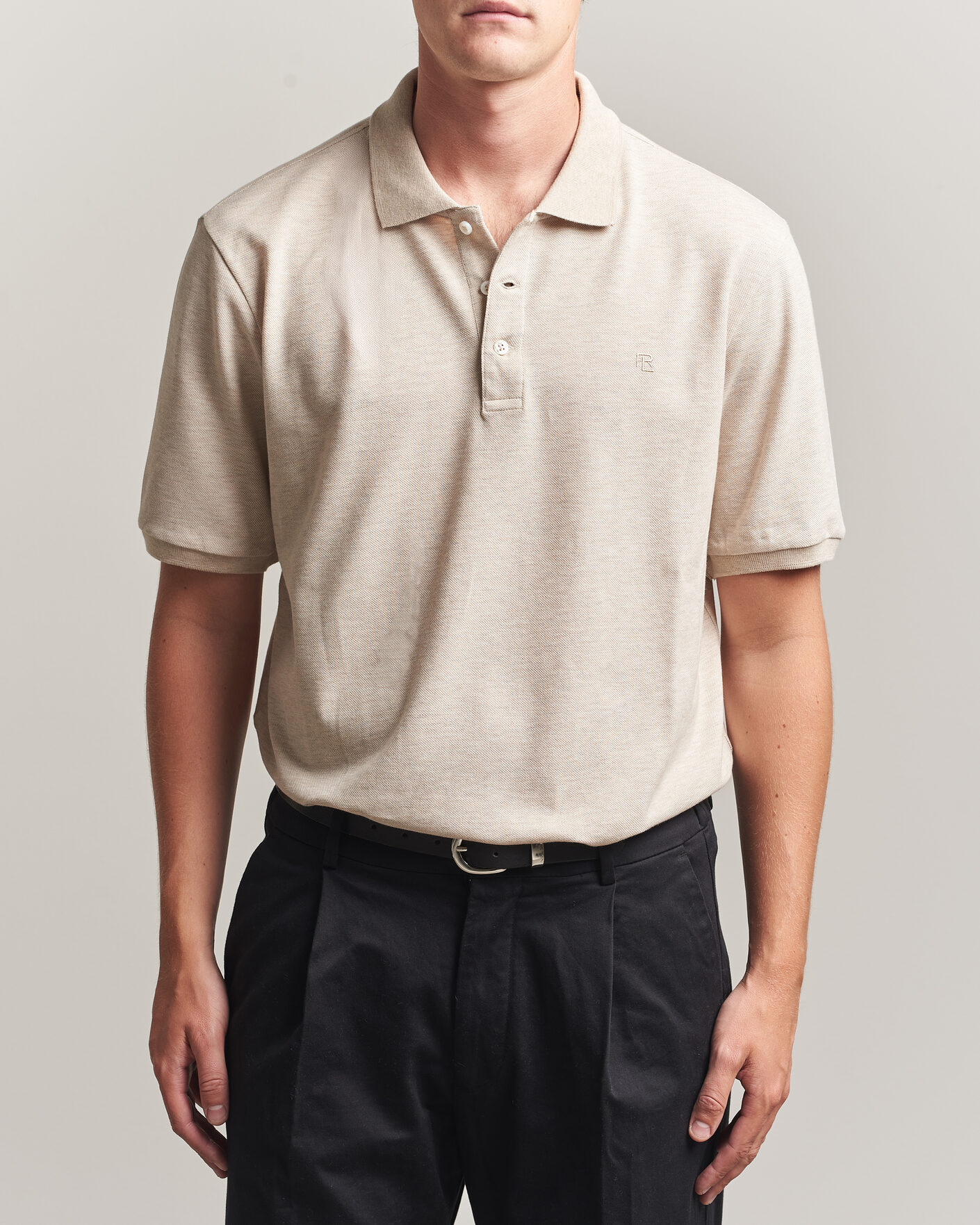 Heren | Polo's | Ralph Lauren Purple Label | Short Sleeve Mercerized Cotton Polo Beige Melange