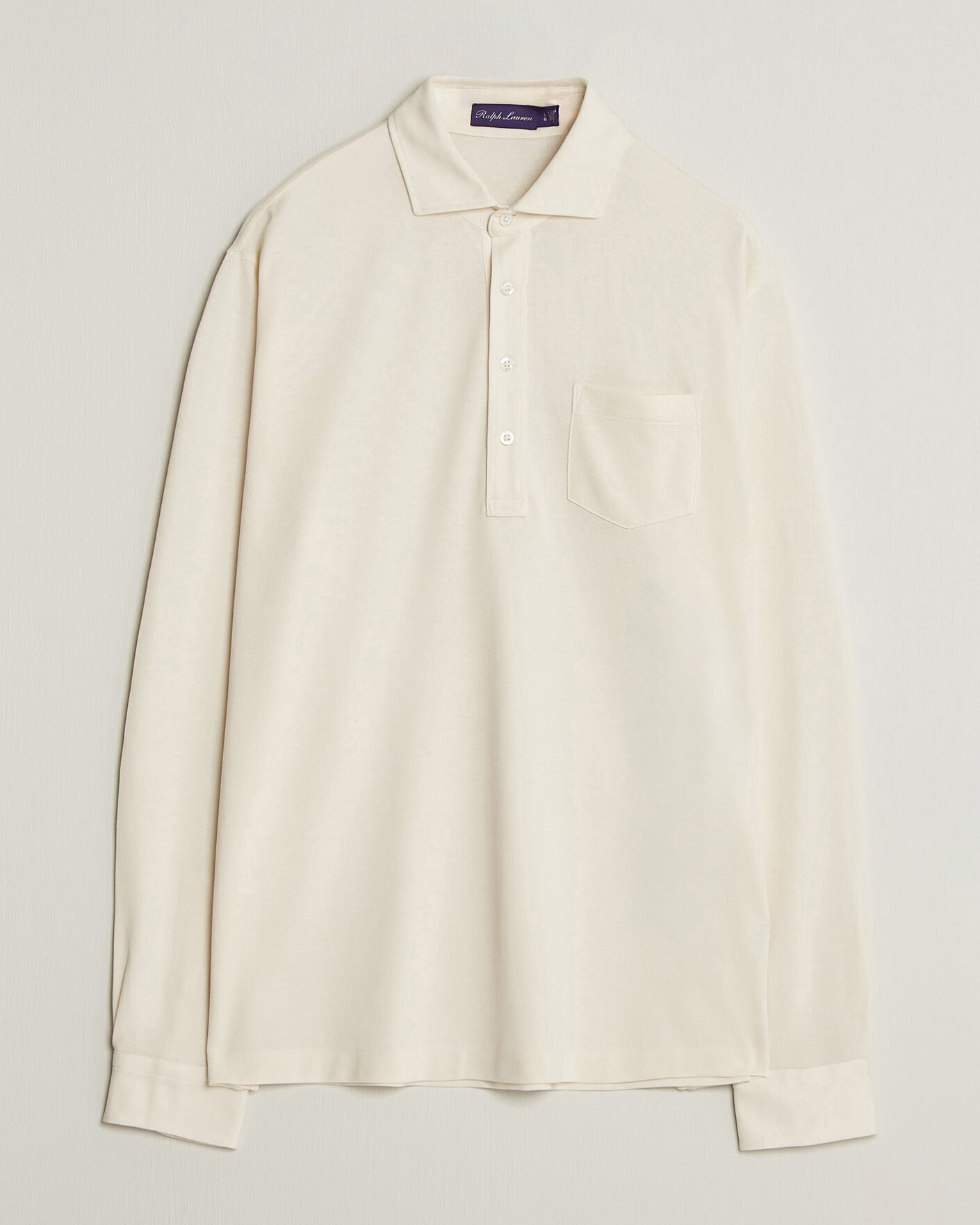 Heren | Polo's | Ralph Lauren Purple Label | Long Sleeve Washed Polo Classic Cream
