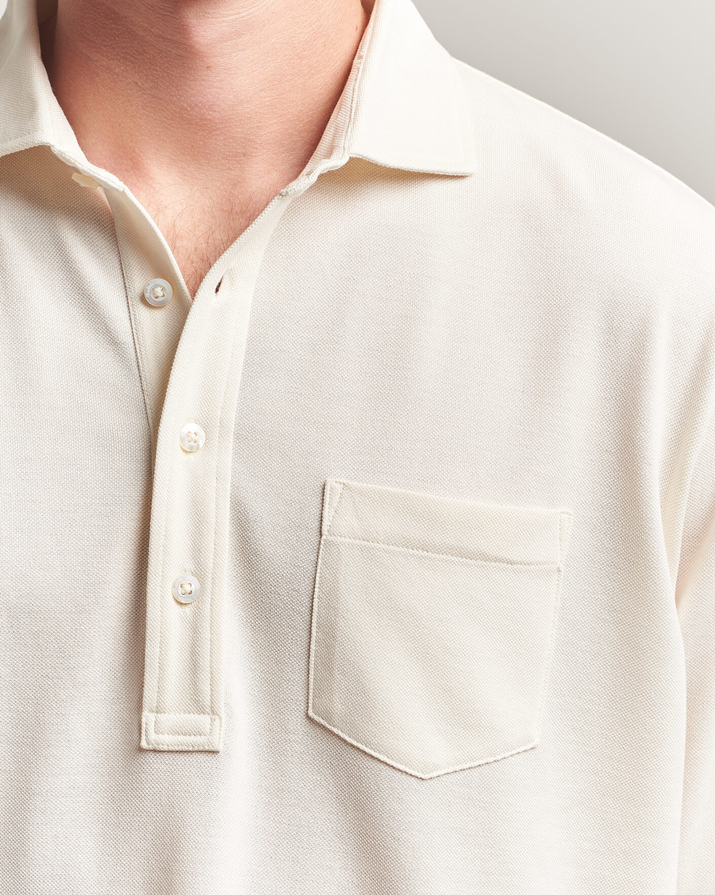 Heren | Polo's | Ralph Lauren Purple Label | Long Sleeve Washed Polo Classic Cream