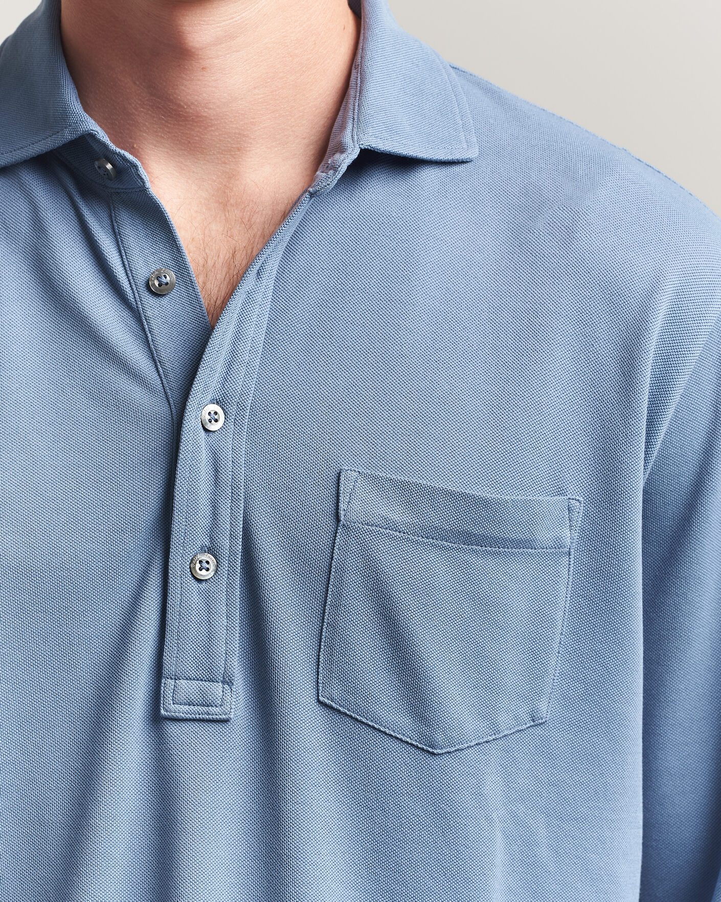 Heren | Polo's | Ralph Lauren Purple Label | Long Sleeve Washed Polo Blue Horizon