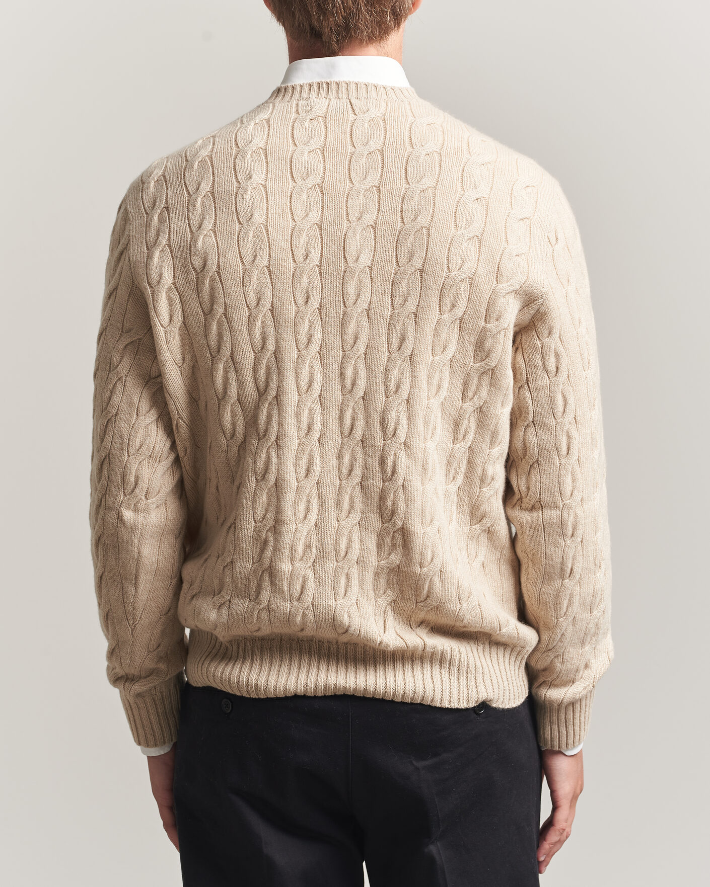Heren | Truien | Ralph Lauren Purple Label | Cashmere Cable Sweater Beige Melange