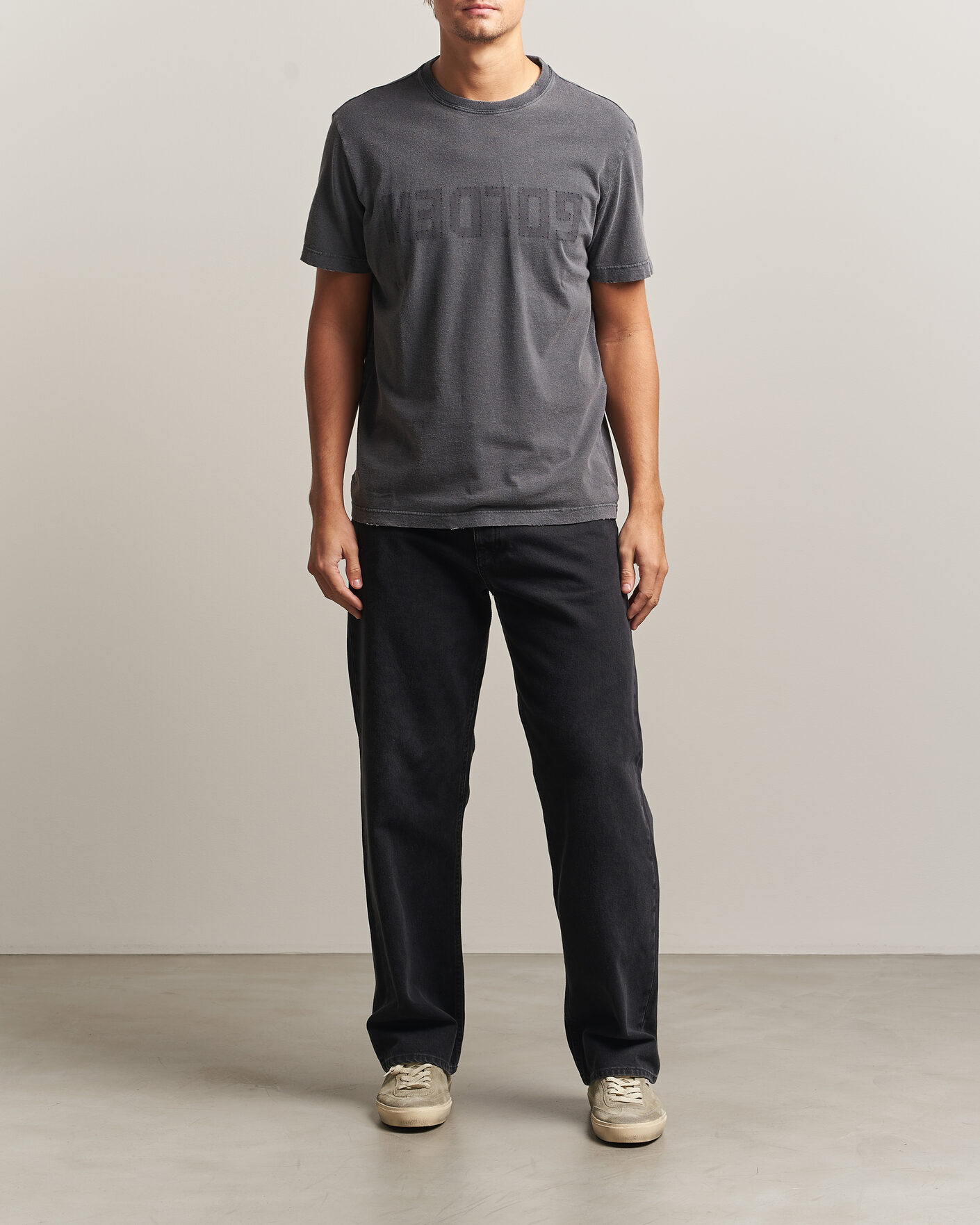 Heren | T-shirts | Golden Goose | Distressed Cotton T-Shirt Anthracite