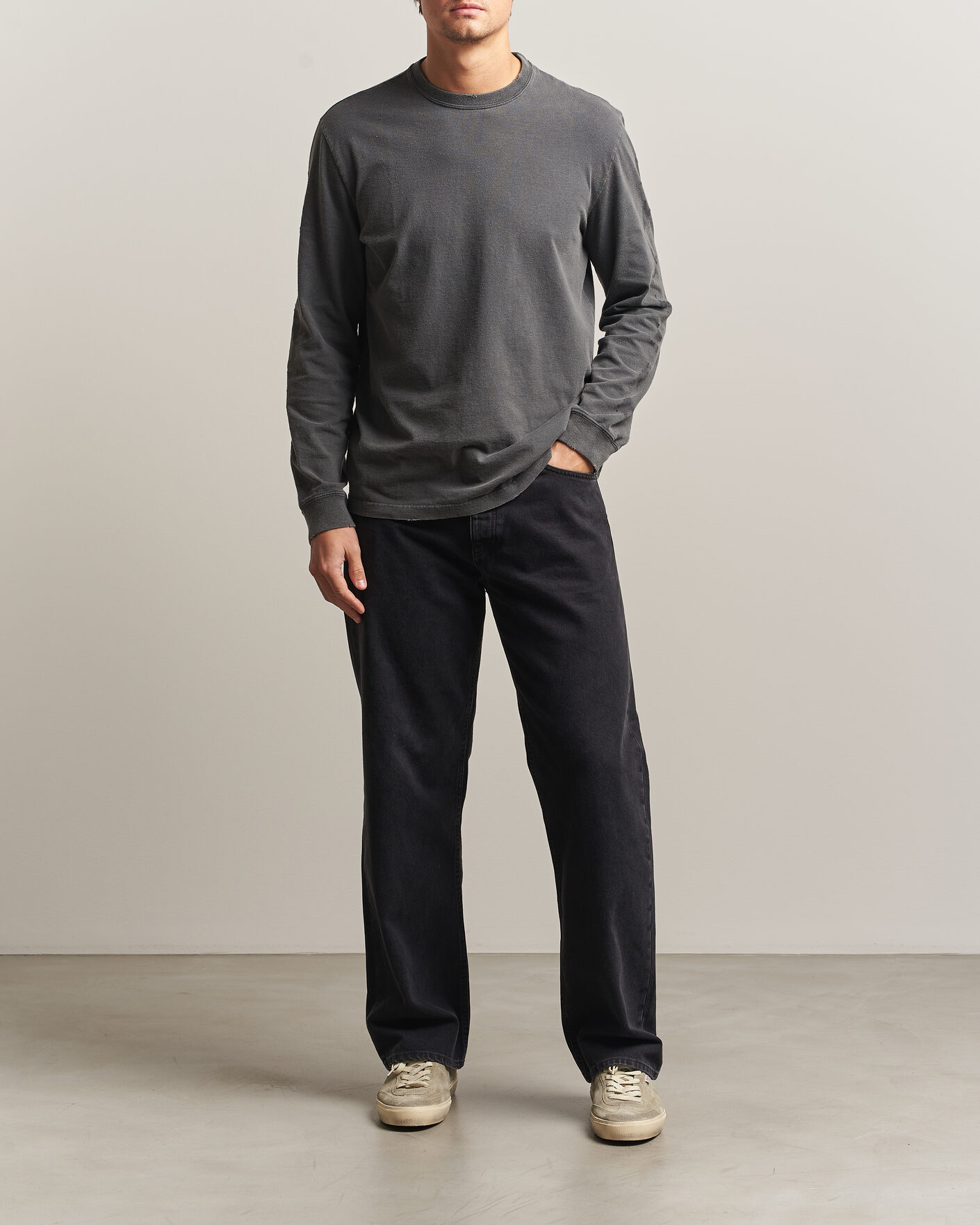 Heren | Truien | Golden Goose | Long Sleeve Garment Dyed T-Shirt Anthracite