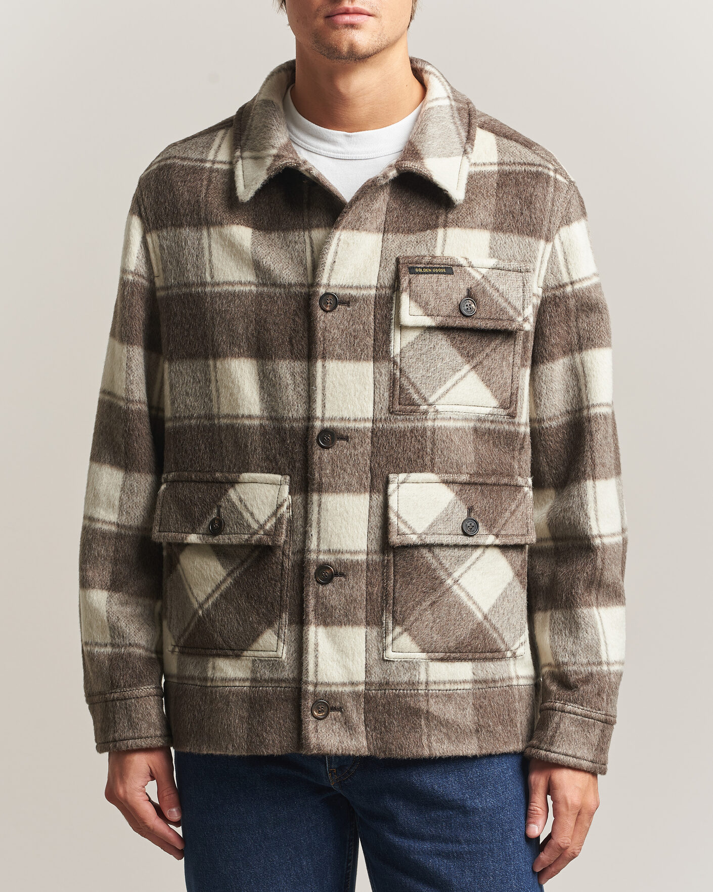 Heren | Jassen | Golden Goose | Wool/Mohair Work Jacket Brown/White