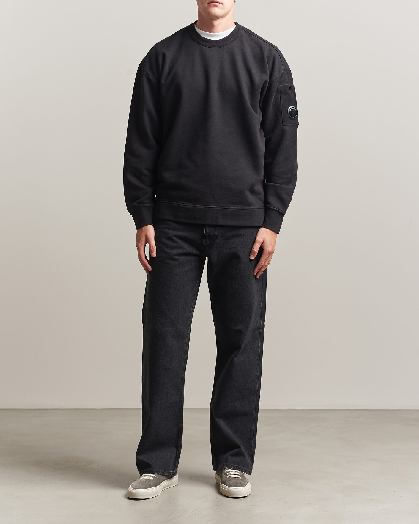 Heren | Truien | C.P. Company | Brushed Emerized Fleece Lens Sweatshirt Black