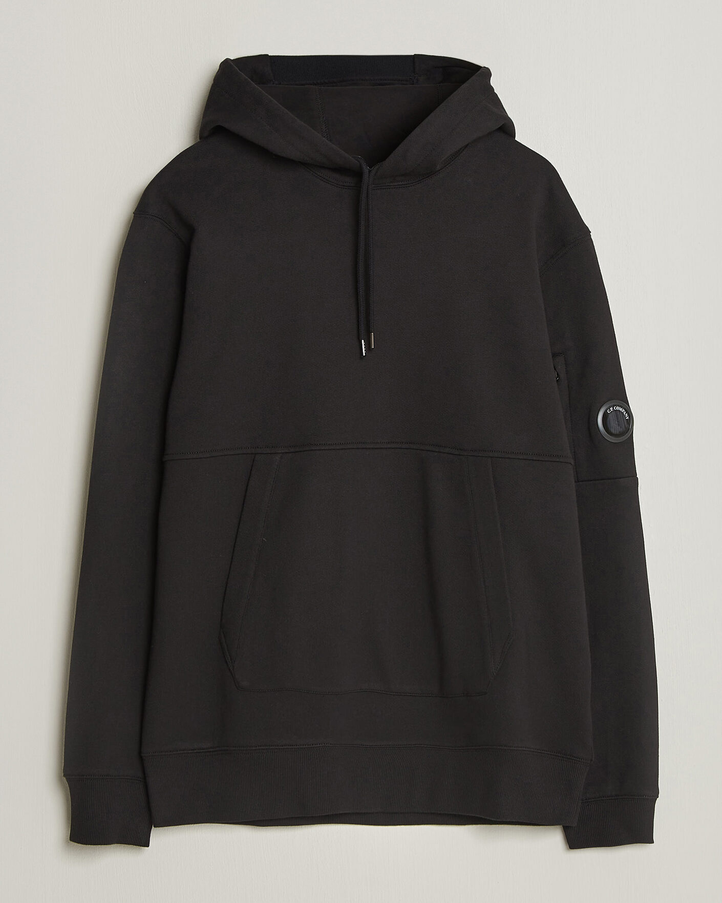Heren | Truien | C.P. Company | Diagonal Raised Fleece Lens Hood Black