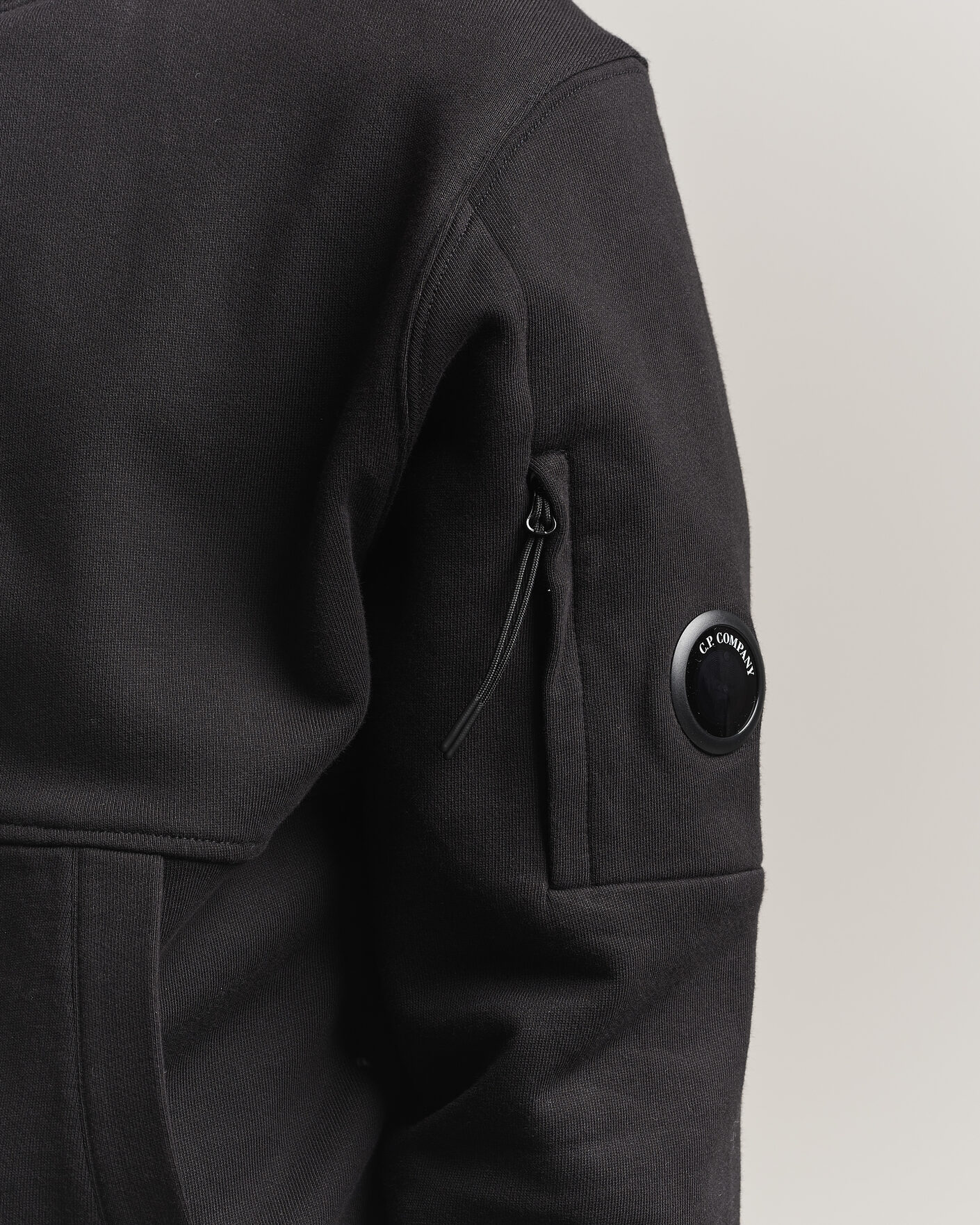 Heren | Truien | C.P. Company | Diagonal Raised Fleece Lens Hood Black