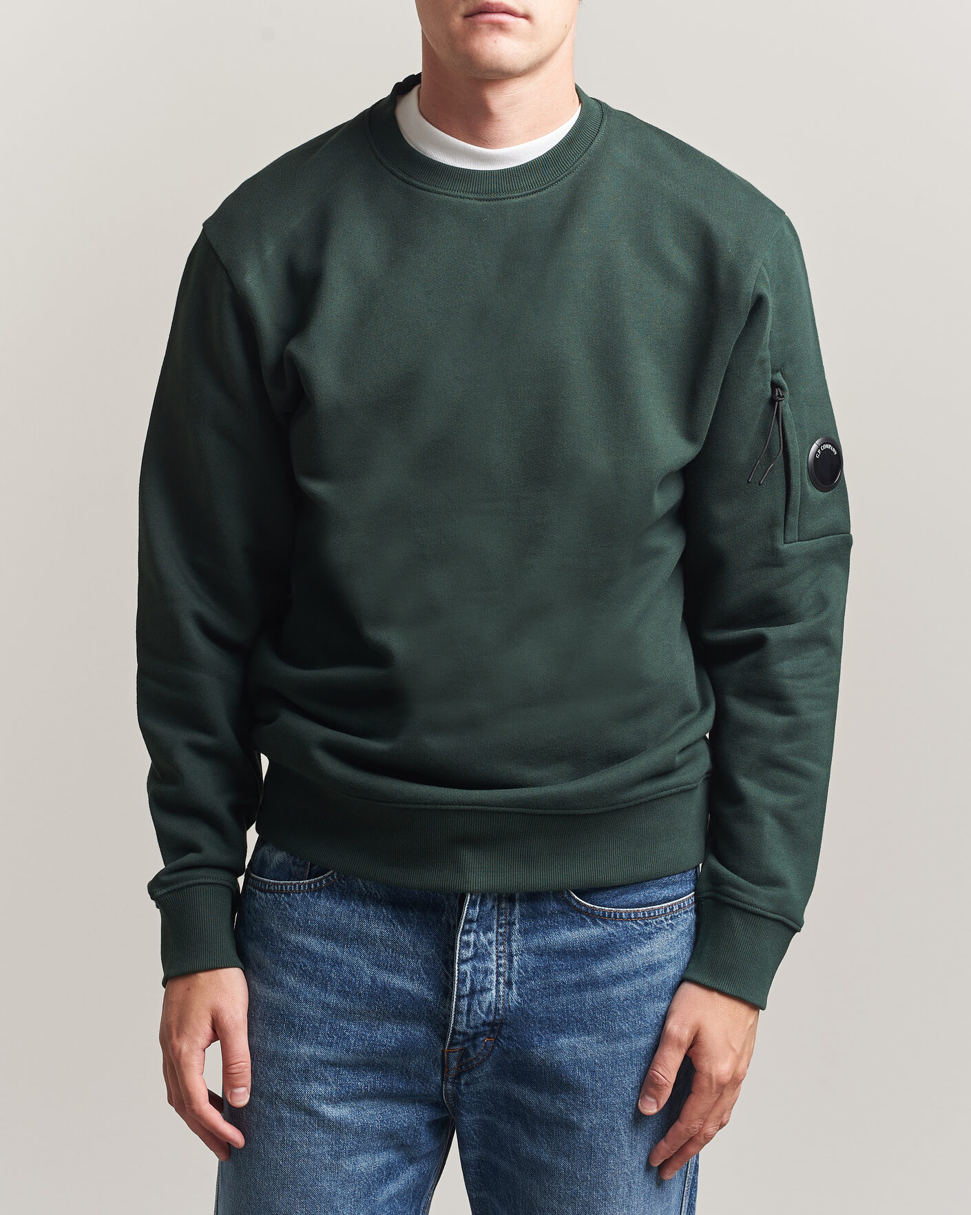 Heren | Truien | C.P. Company | Diagonal Raised Fleece Lens Sweatshirt Emerald Green