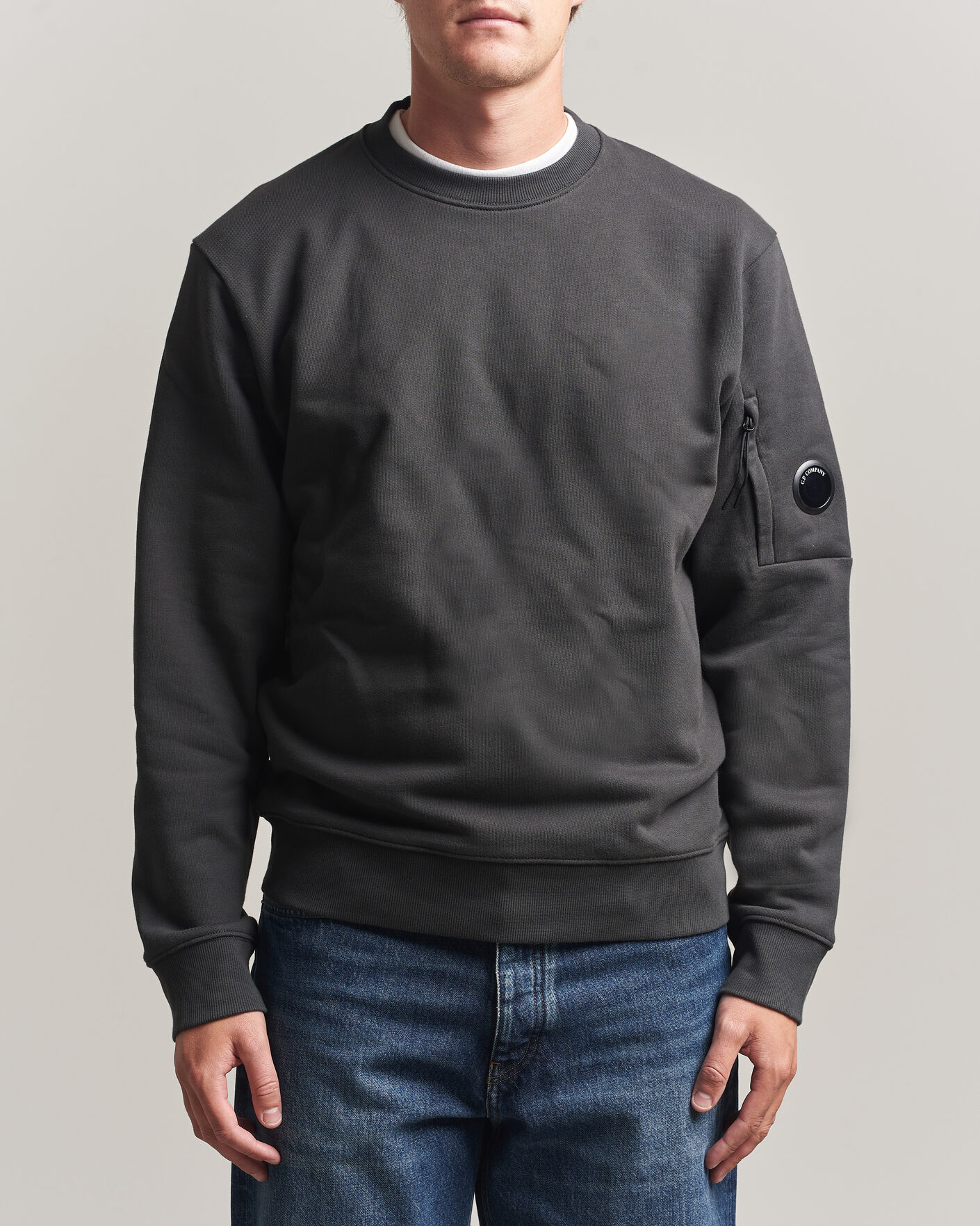 Heren | Truien | C.P. Company | Diagonal Raised Fleece Lens Sweatshirt Dark Grey