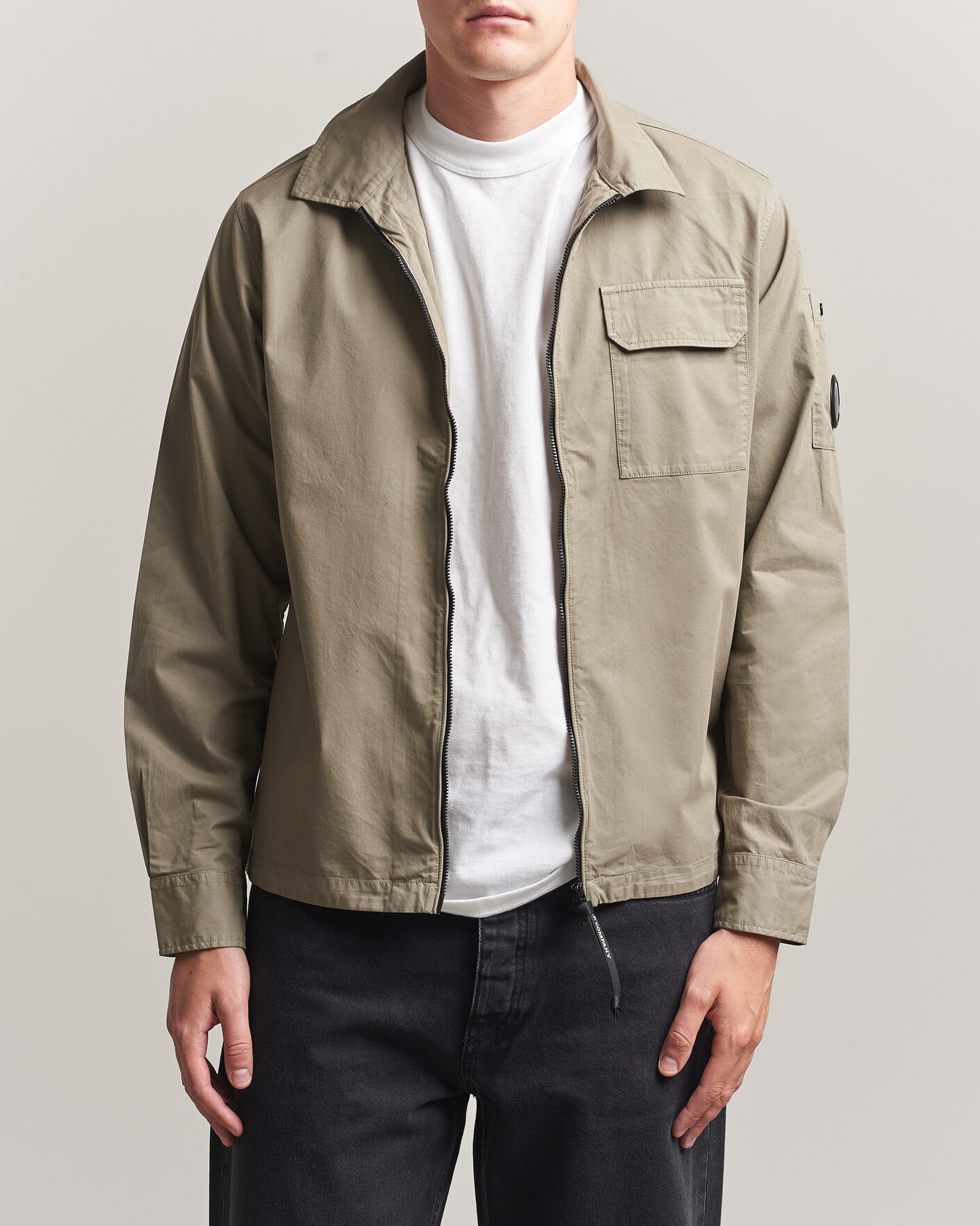 Heren | Overhemden | C.P. Company | Organic Cotton Gabardine Zip Overshirt Grey