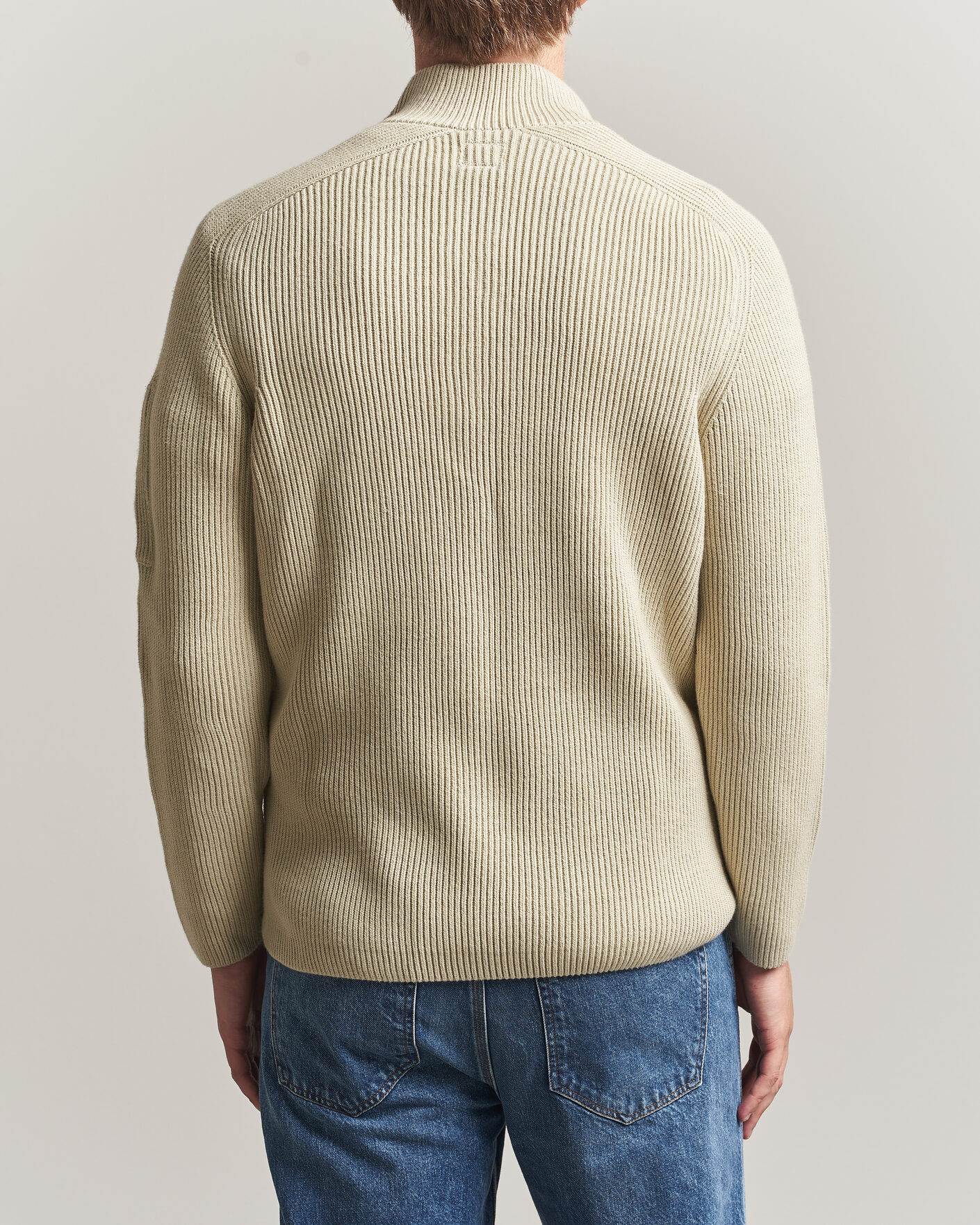 Heren | Truien | C.P. Company | Full Rib Knitted Cotton Half Button Light Grey