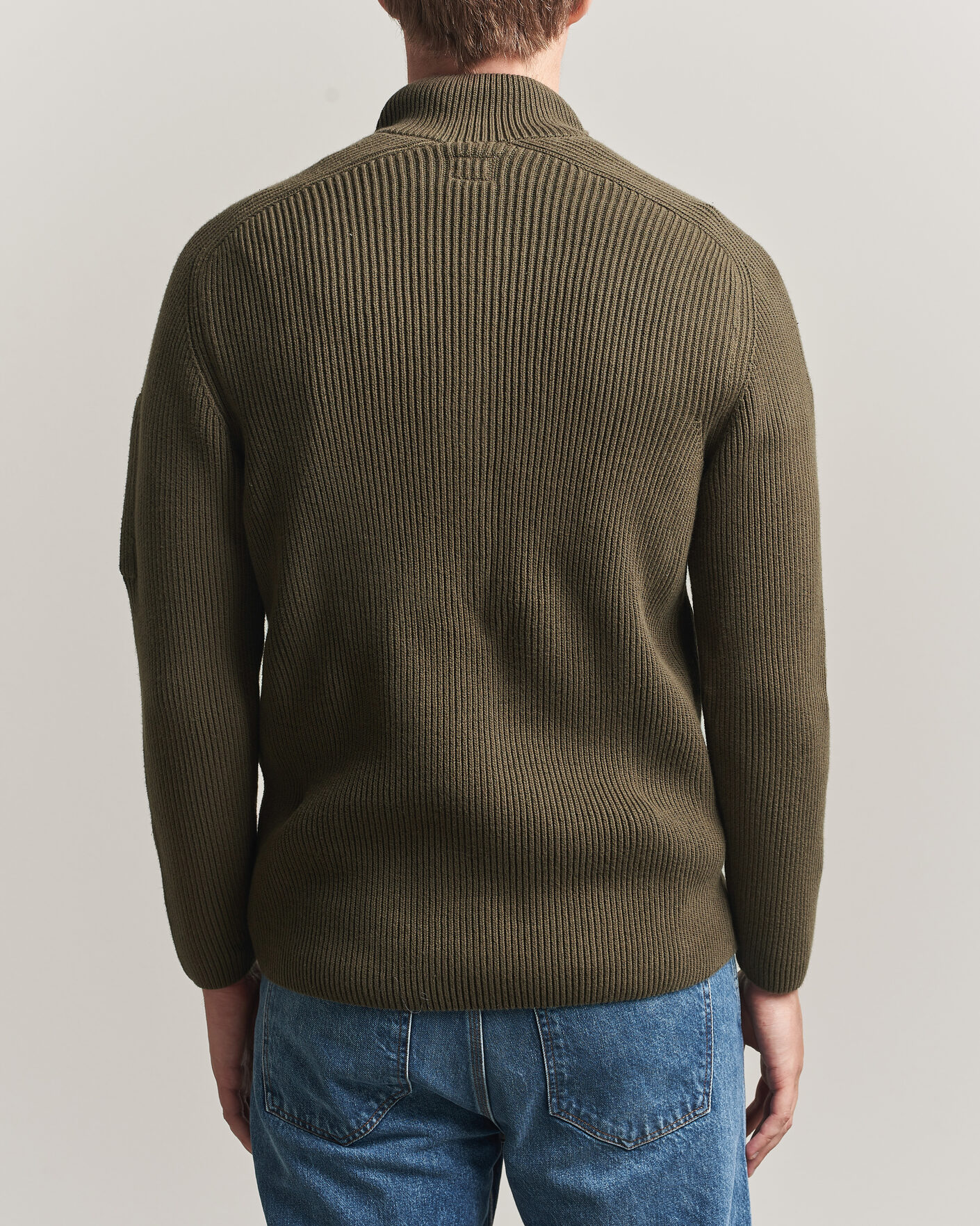 Heren | Truien | C.P. Company | Full Rib Knitted Cotton Half Button Dark Green