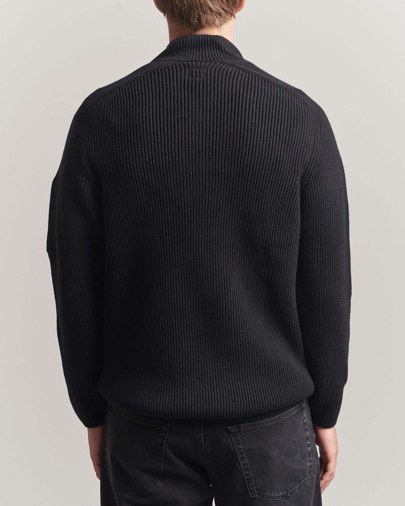 Heren | Truien | C.P. Company | Full Rib Knitted Cotton Half Button Black