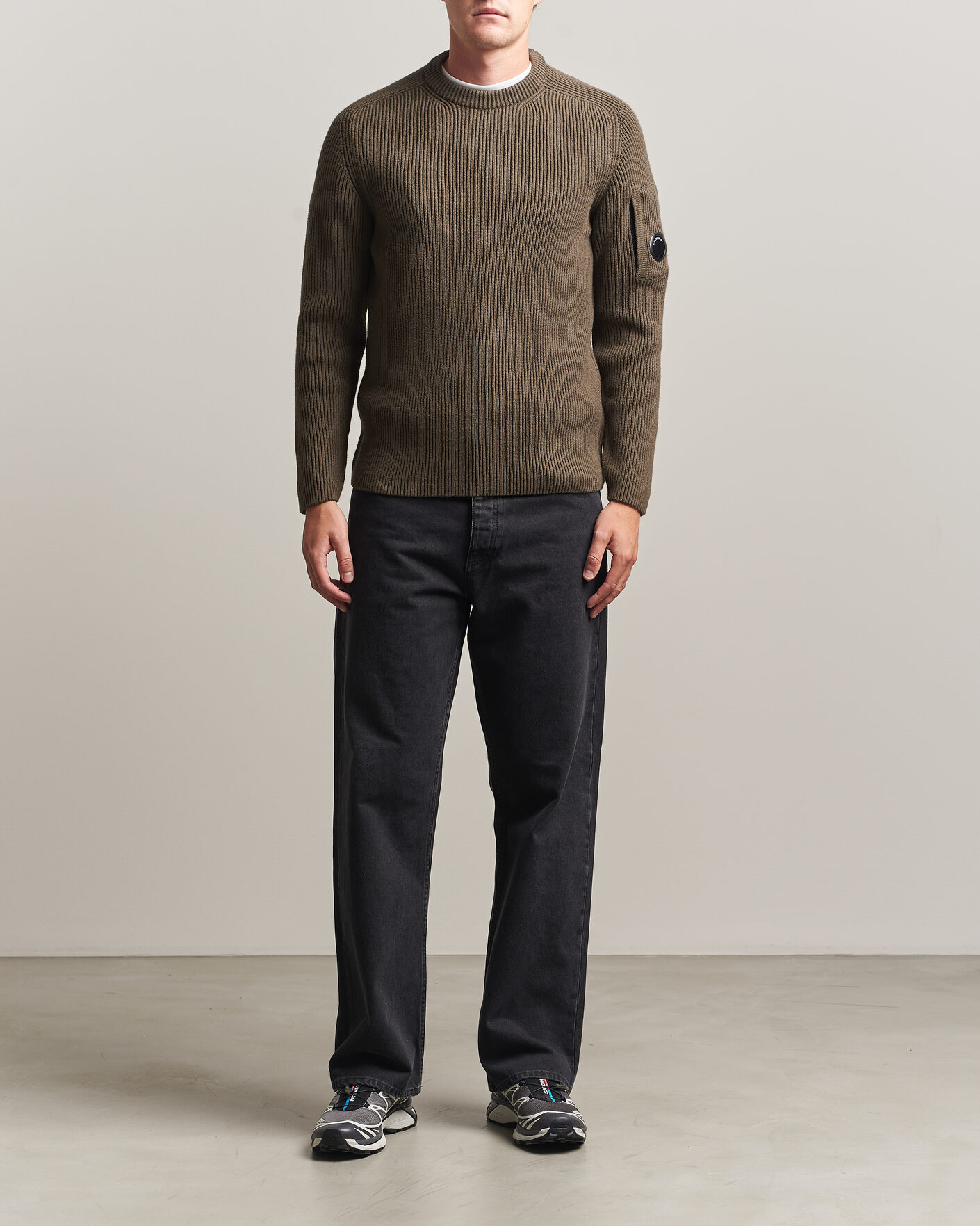 Heren | Truien | C.P. Company | Full Rib Knitted Cotton Crew Neck Dark Green