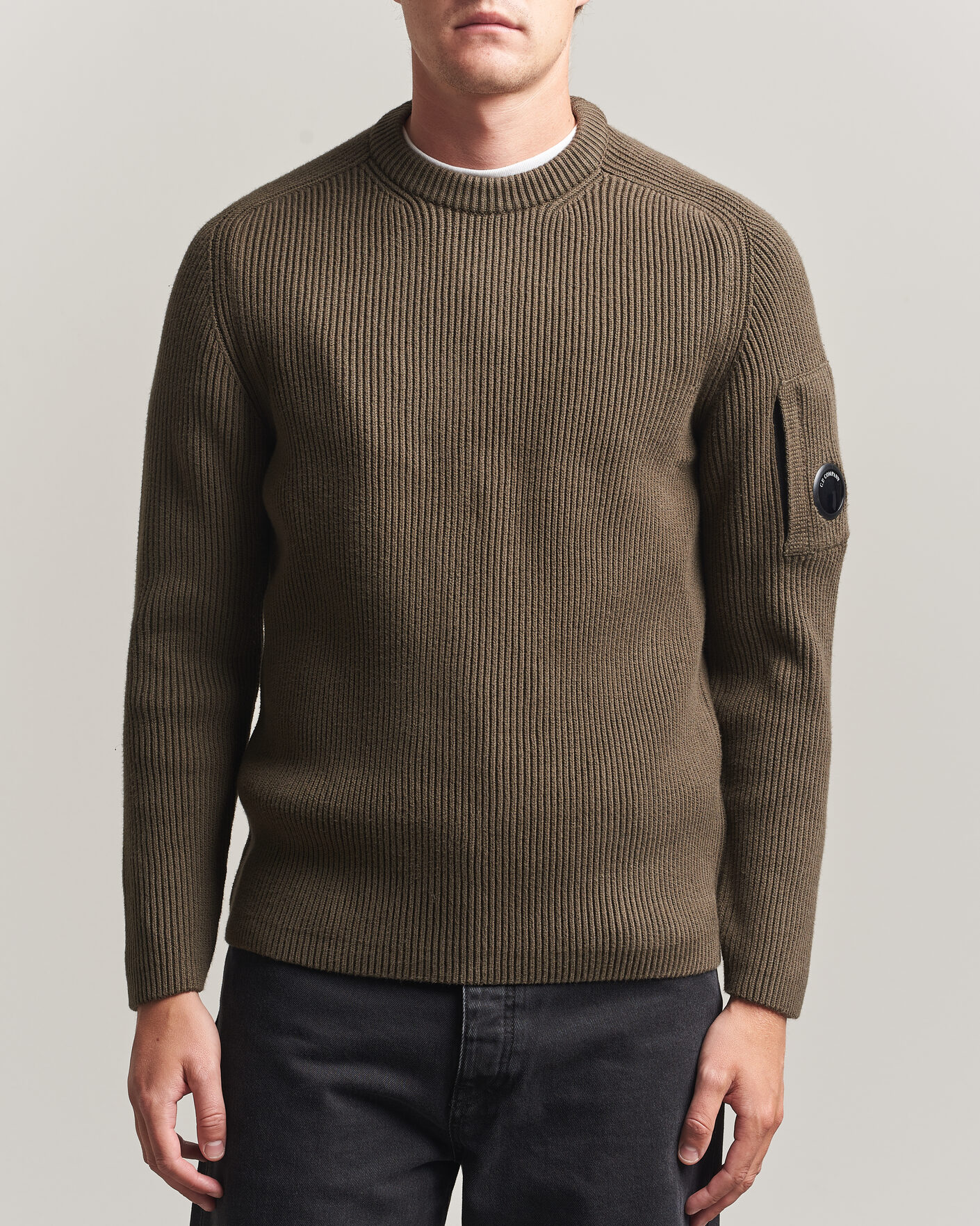 Heren | Truien | C.P. Company | Full Rib Knitted Cotton Crew Neck Dark Green