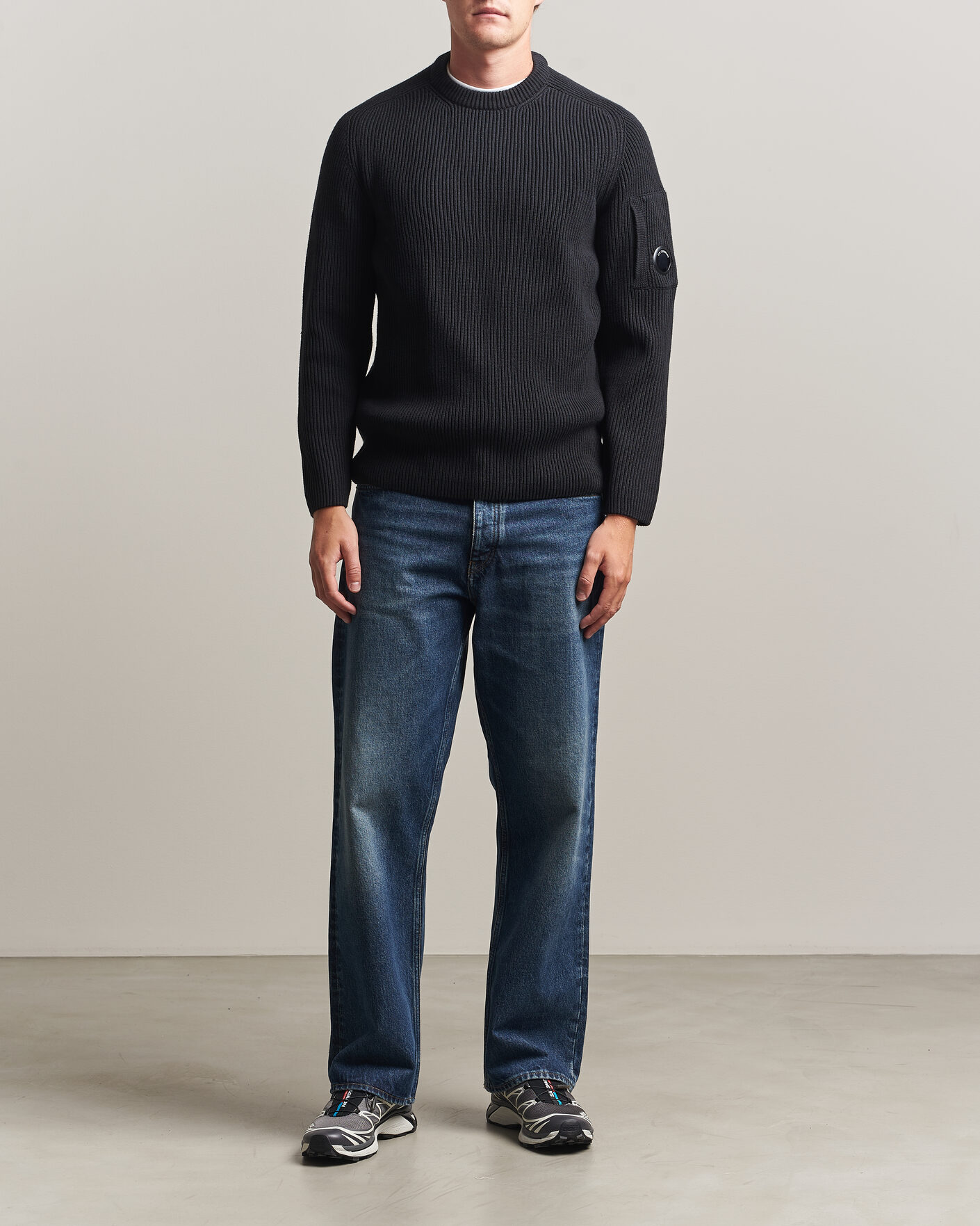 Heren | Truien | C.P. Company | Full Rib Knitted Cotton Crew Neck Black