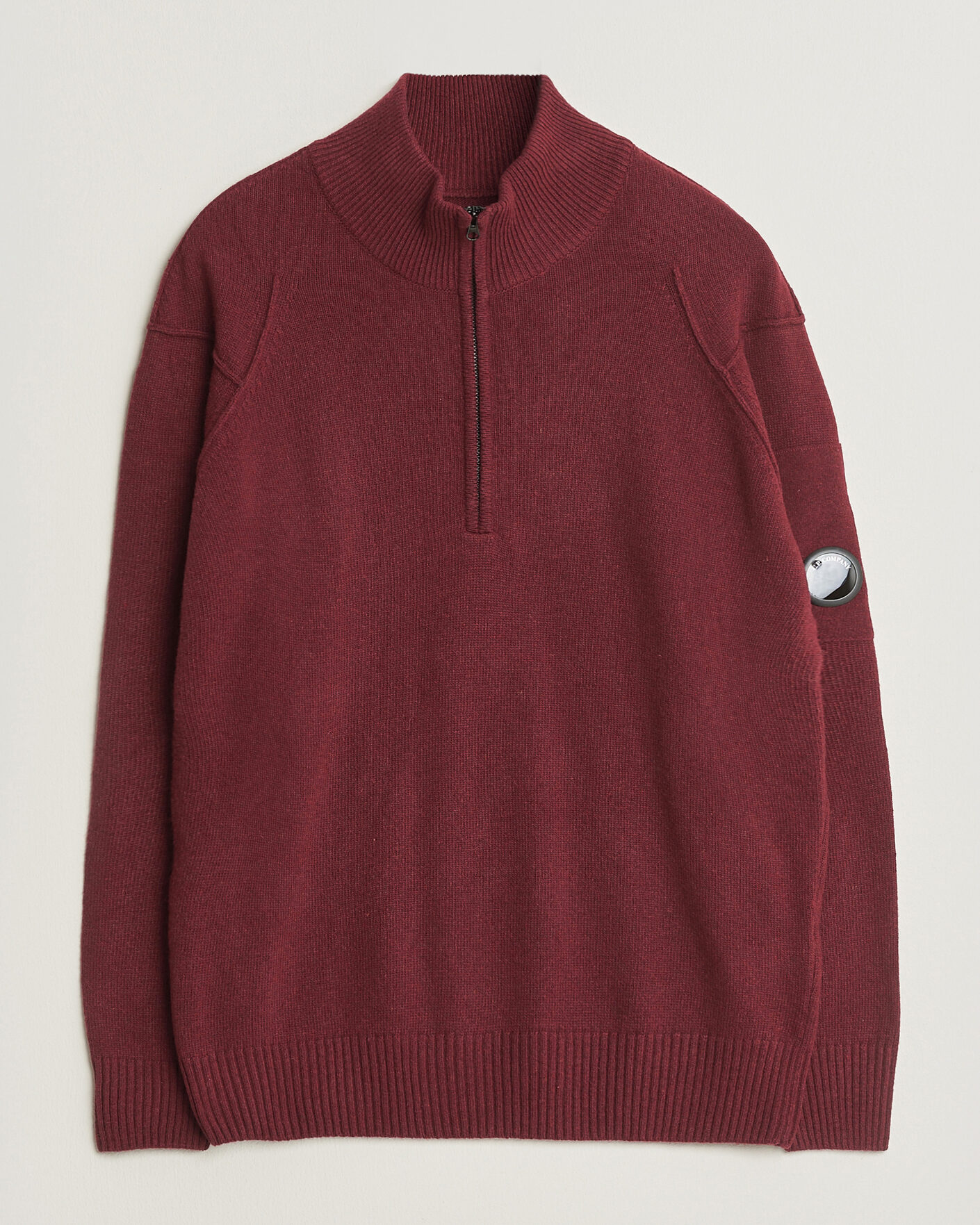 Heren | Truien | C.P. Company | Knitted Lambswool Half-Zip Burgundy