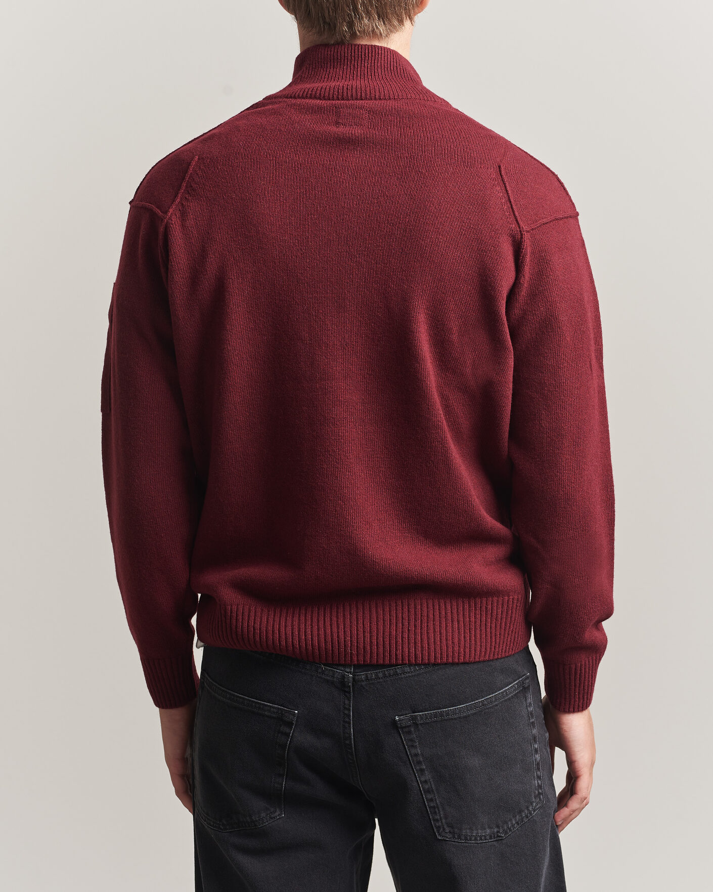 Heren | Truien | C.P. Company | Knitted Lambswool Half-Zip Burgundy