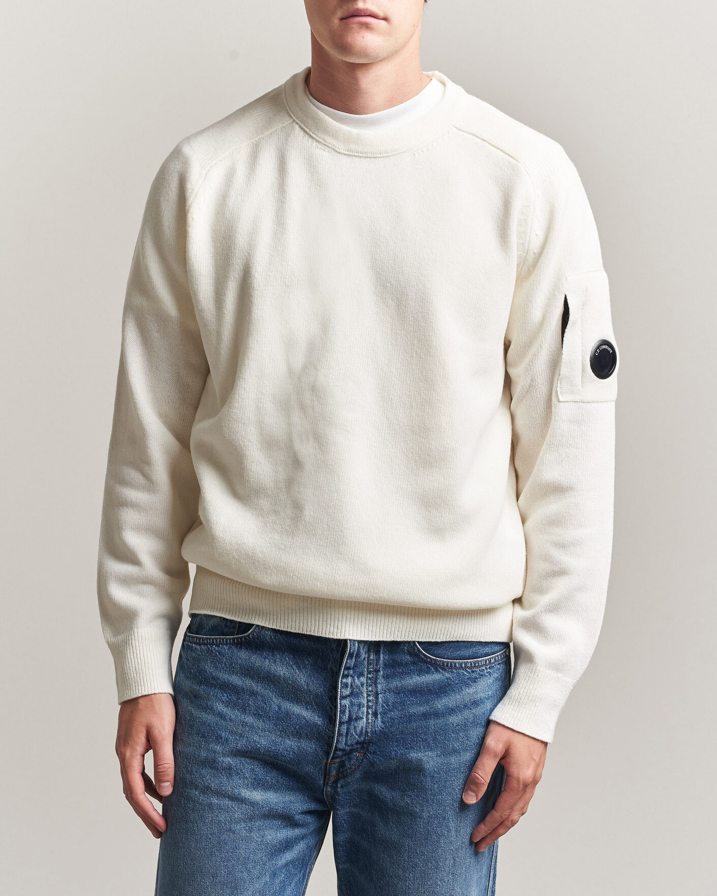 Heren | Truien | C.P. Company | Knitted Lambswool Crew Neck White