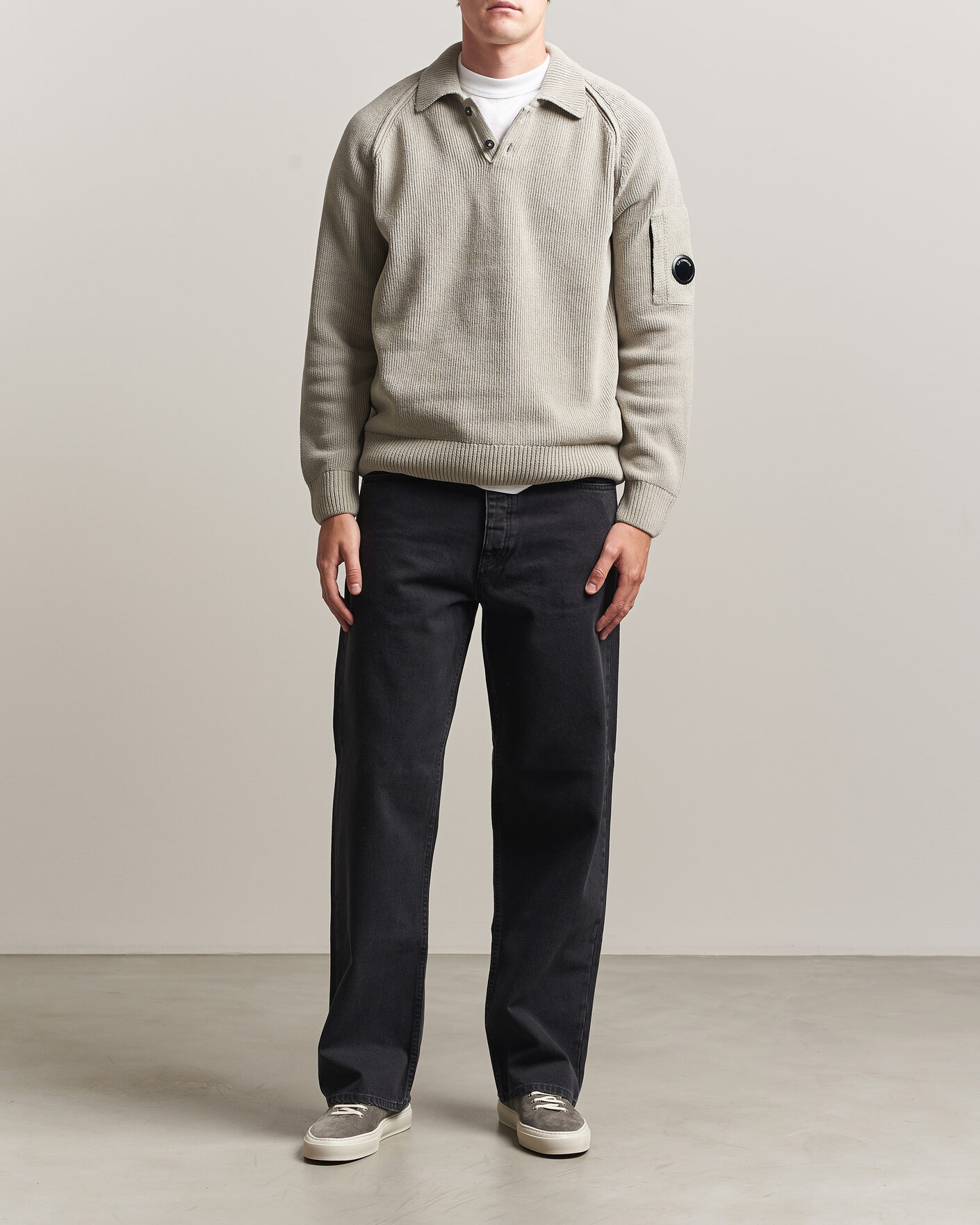 Heren | Truien | C.P. Company | Cotton Chenille Polo Collar Light Grey
