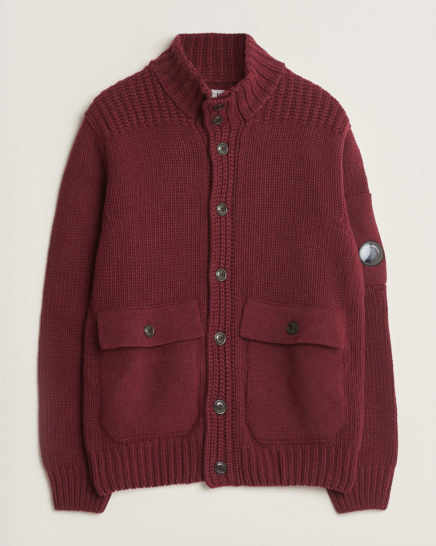 Heren | Truien | C.P. Company | Heavy Lambswool Cardigan Burgundy