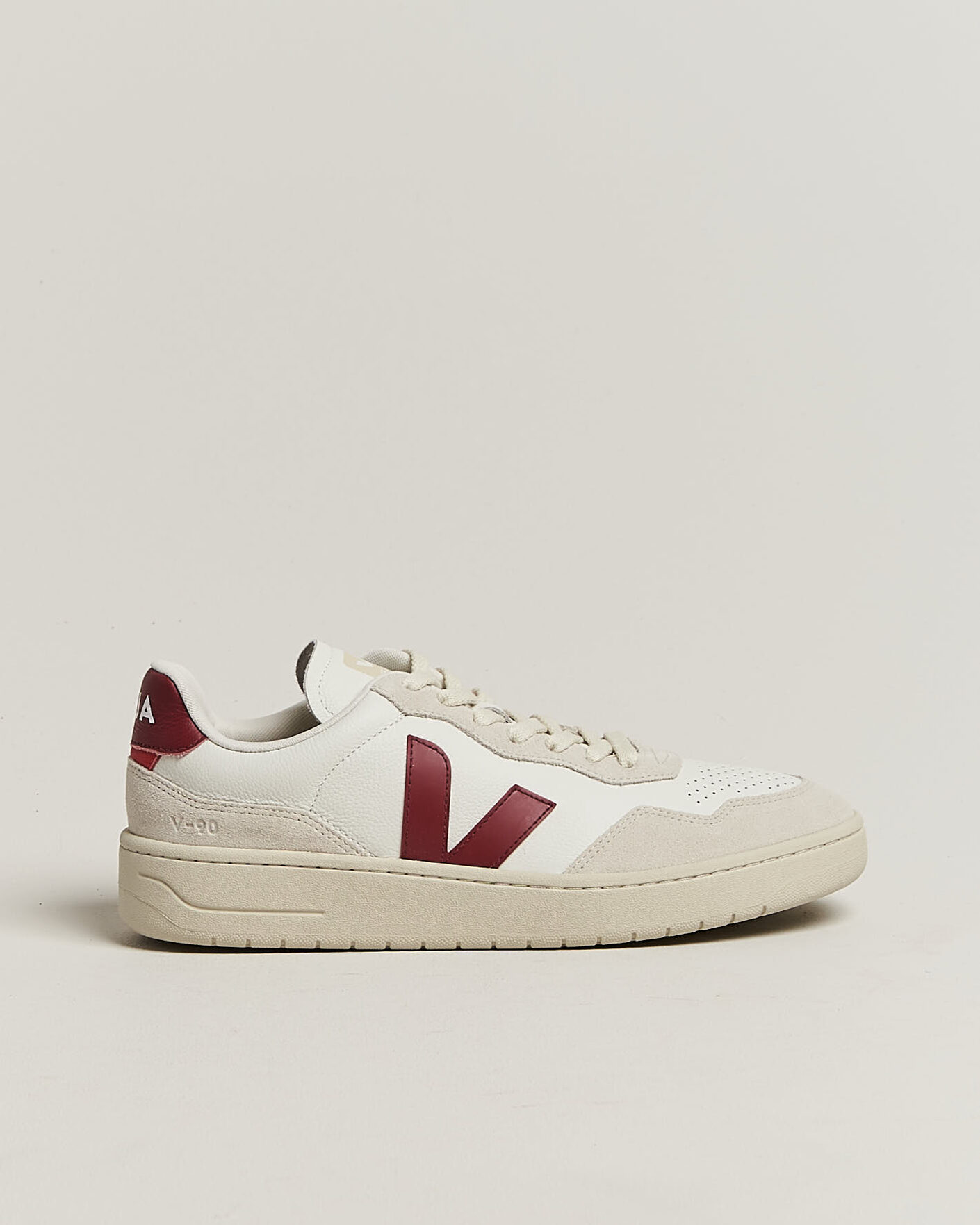 Heren | Sneakers | Veja | V-90 Sneaker White/Marsala Natural