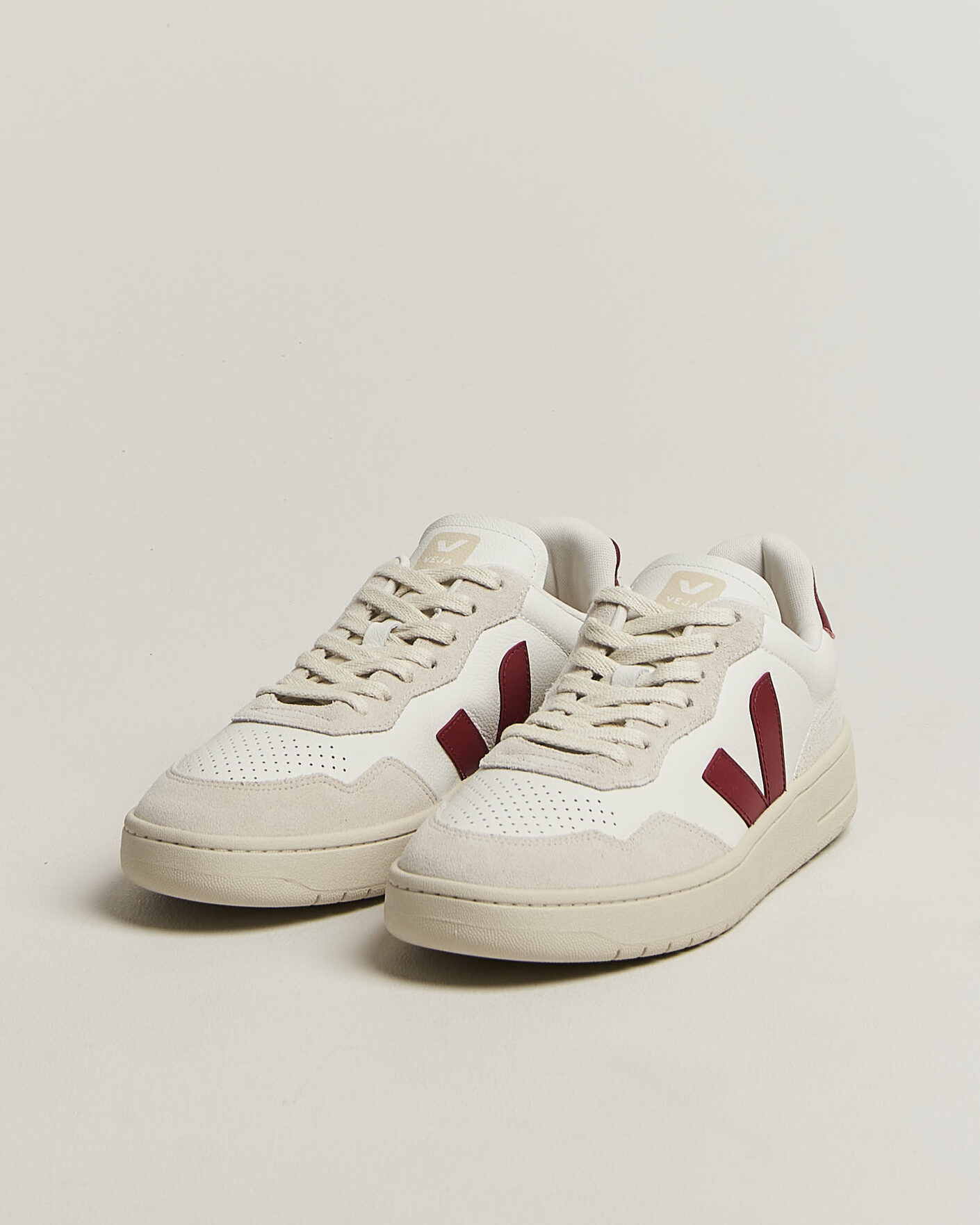 Heren | Sneakers | Veja | V-90 Sneaker White/Marsala Natural