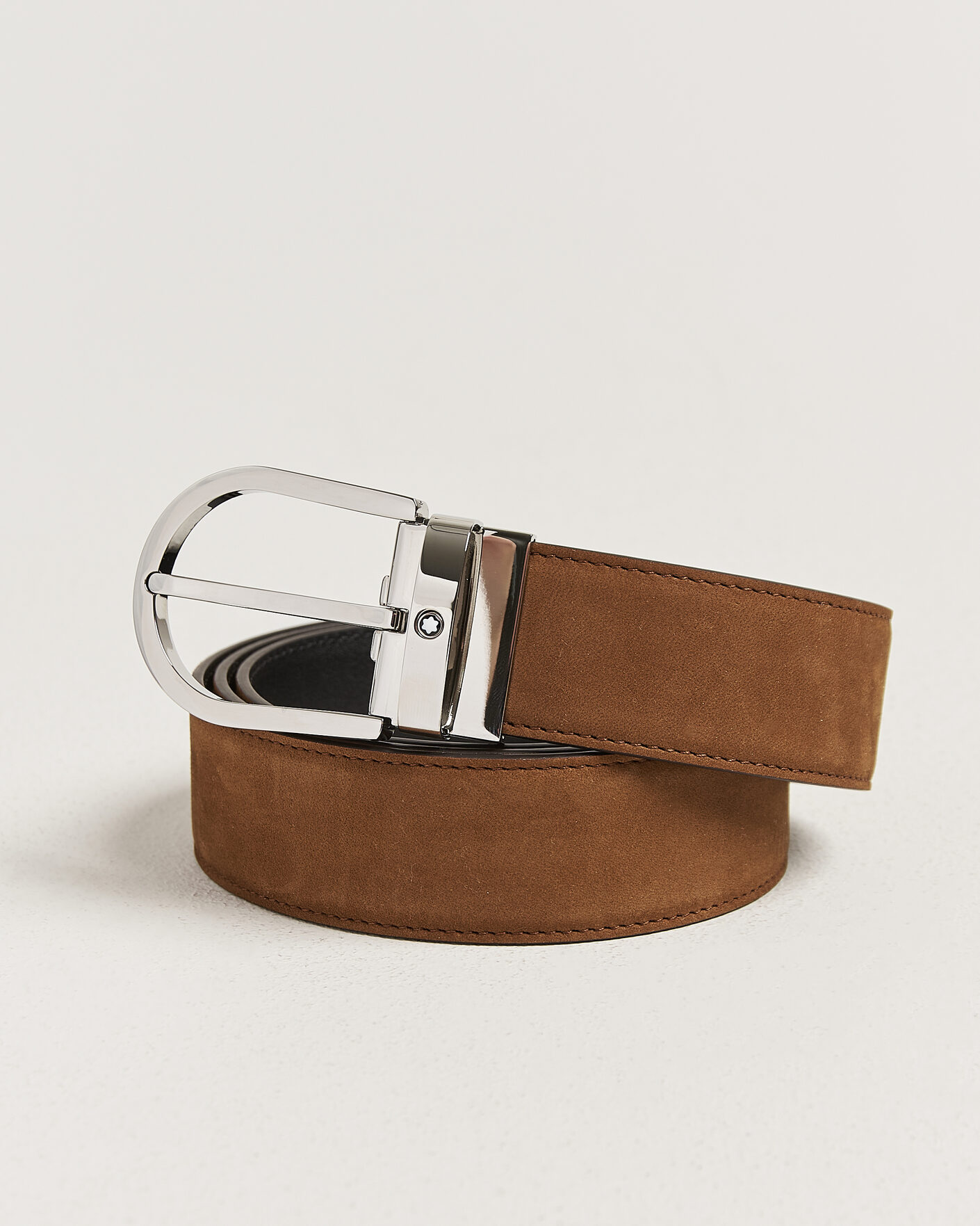 Heren | Riemen | Montblanc | 35mm Reversible Suede/Calf Horseshoe Belt Brown/Black