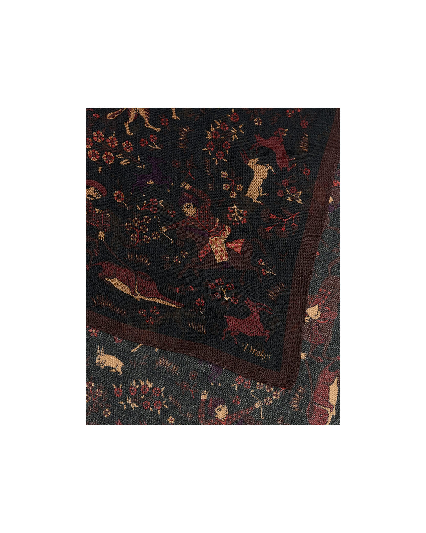 Heren | Sjaals | Drake's | Moghul Wool/Silk Bandana Green