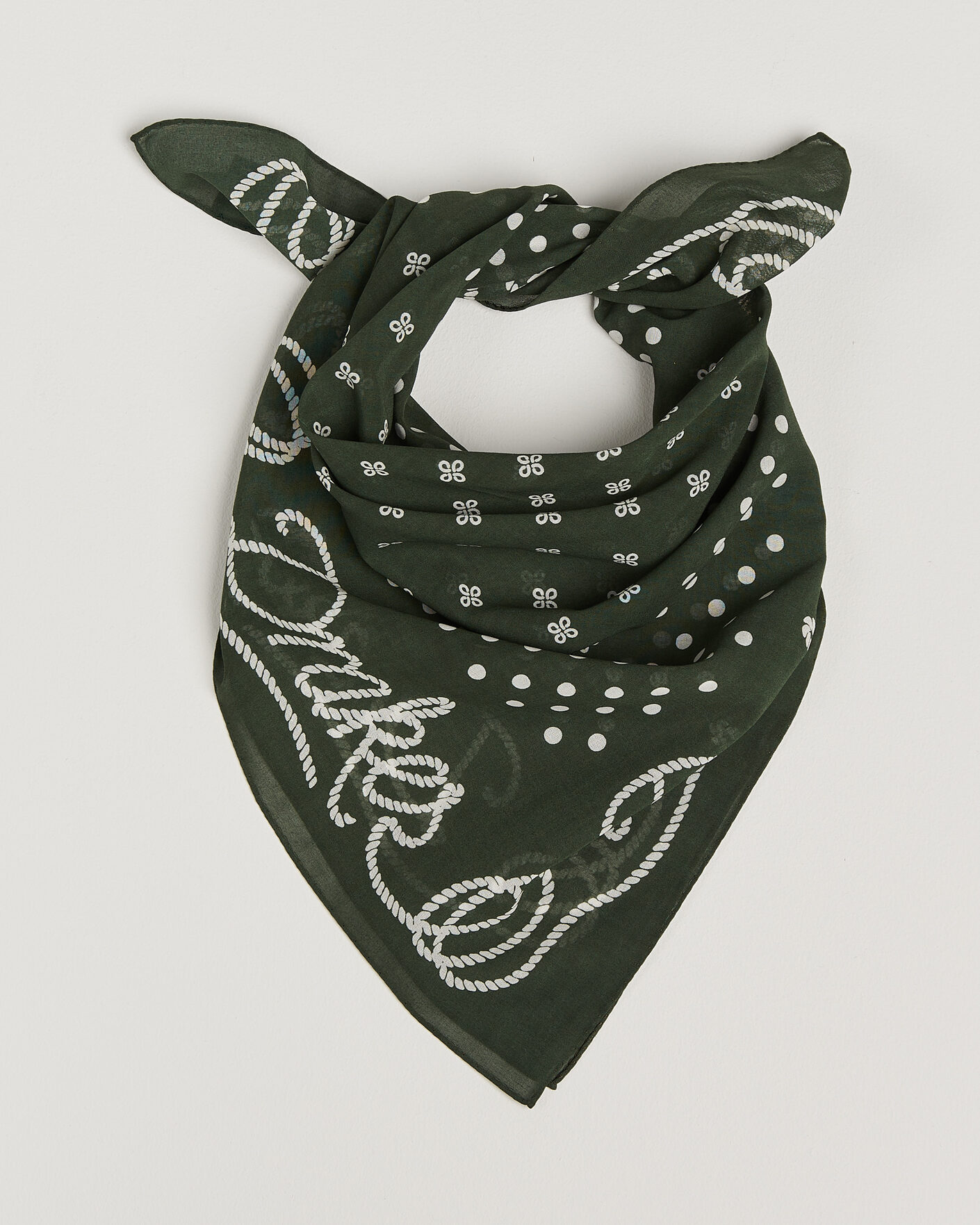 Heren | Sjaals | Drake's | Rope Border Cotton Bandana Green