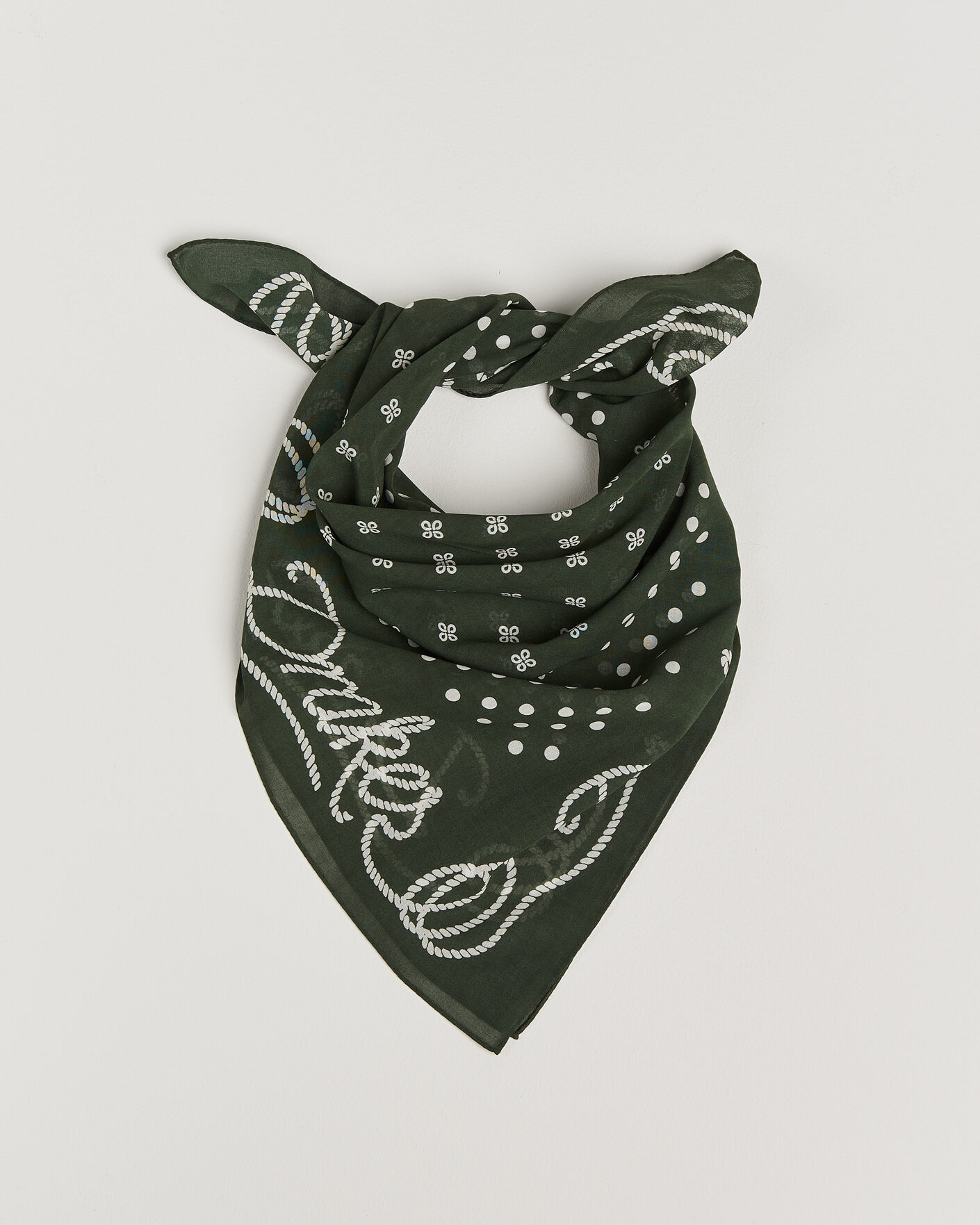 Heren | Sjaals | Drake's | Rope Border Cotton Bandana Green