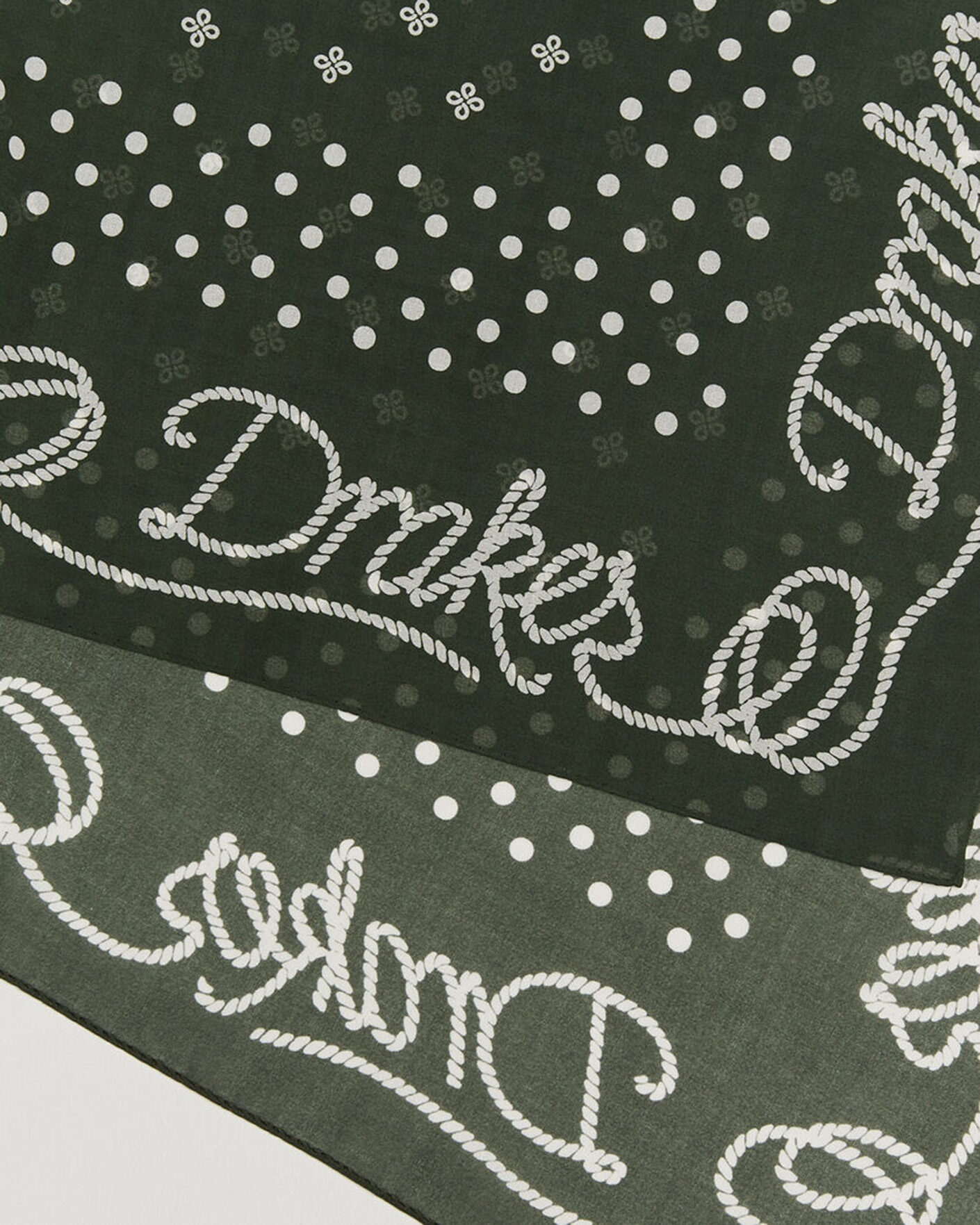 Heren | Sjaals | Drake's | Rope Border Cotton Bandana Green