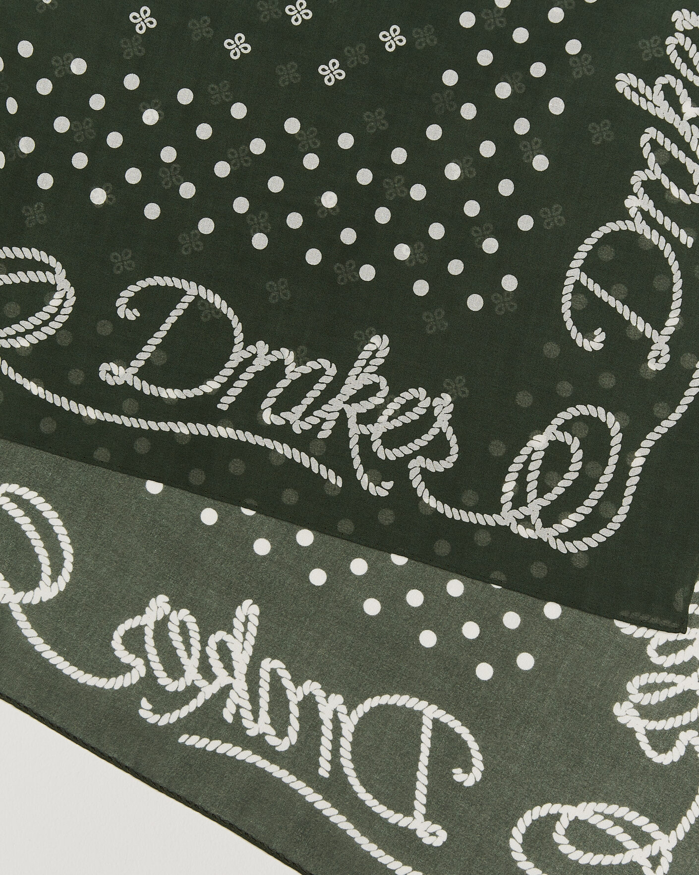 Heren | Sjaals | Drake's | Rope Border Cotton Bandana Green