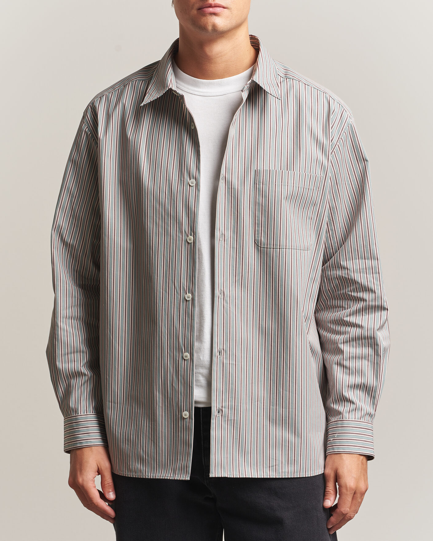 Heren | Overhemden | A.P.C. | Malo Cotton Striped Shirt Almond Green