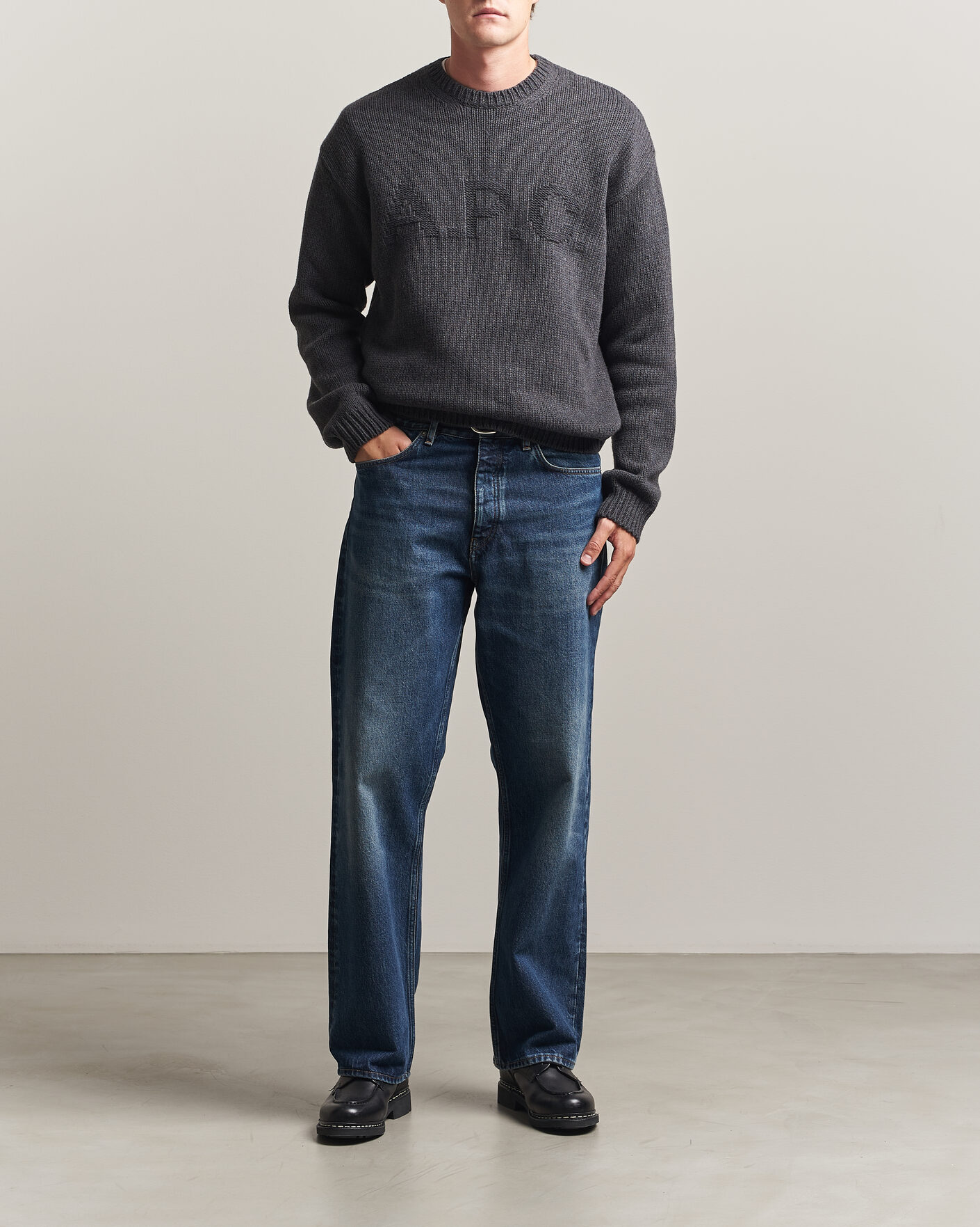 Heren | Truien | A.P.C. | George Wool Knitted Sweater Anthracite Melange