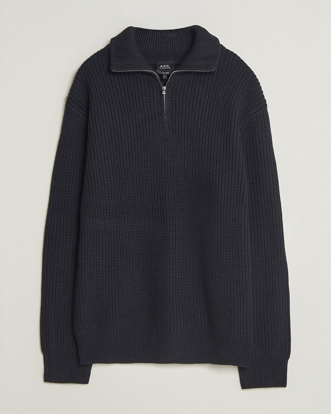 Heren | Truien | A.P.C. | Daniel Wool Rib Knitted Half Zip Dark Navy